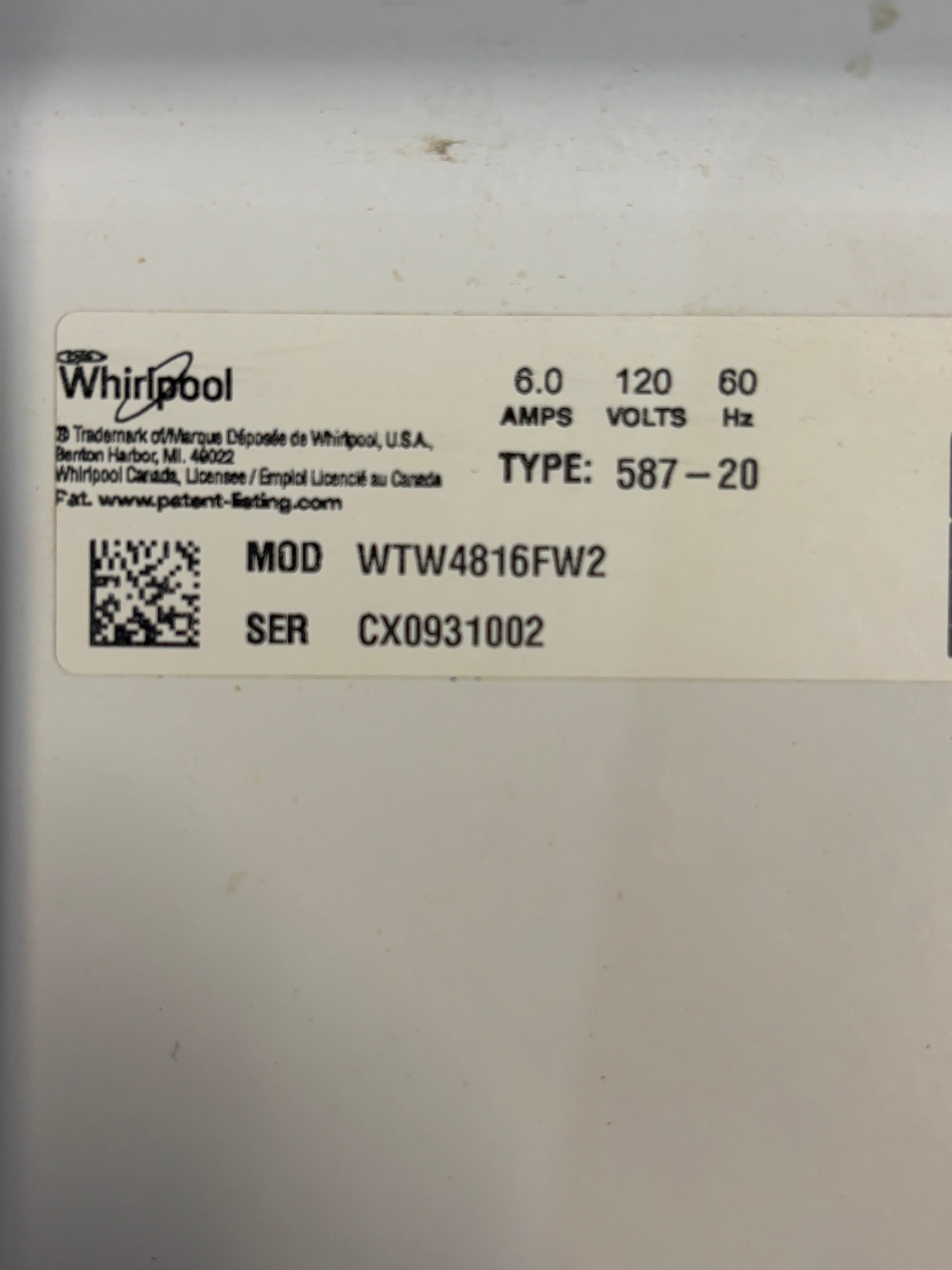 Whirlpool Top Load Washer