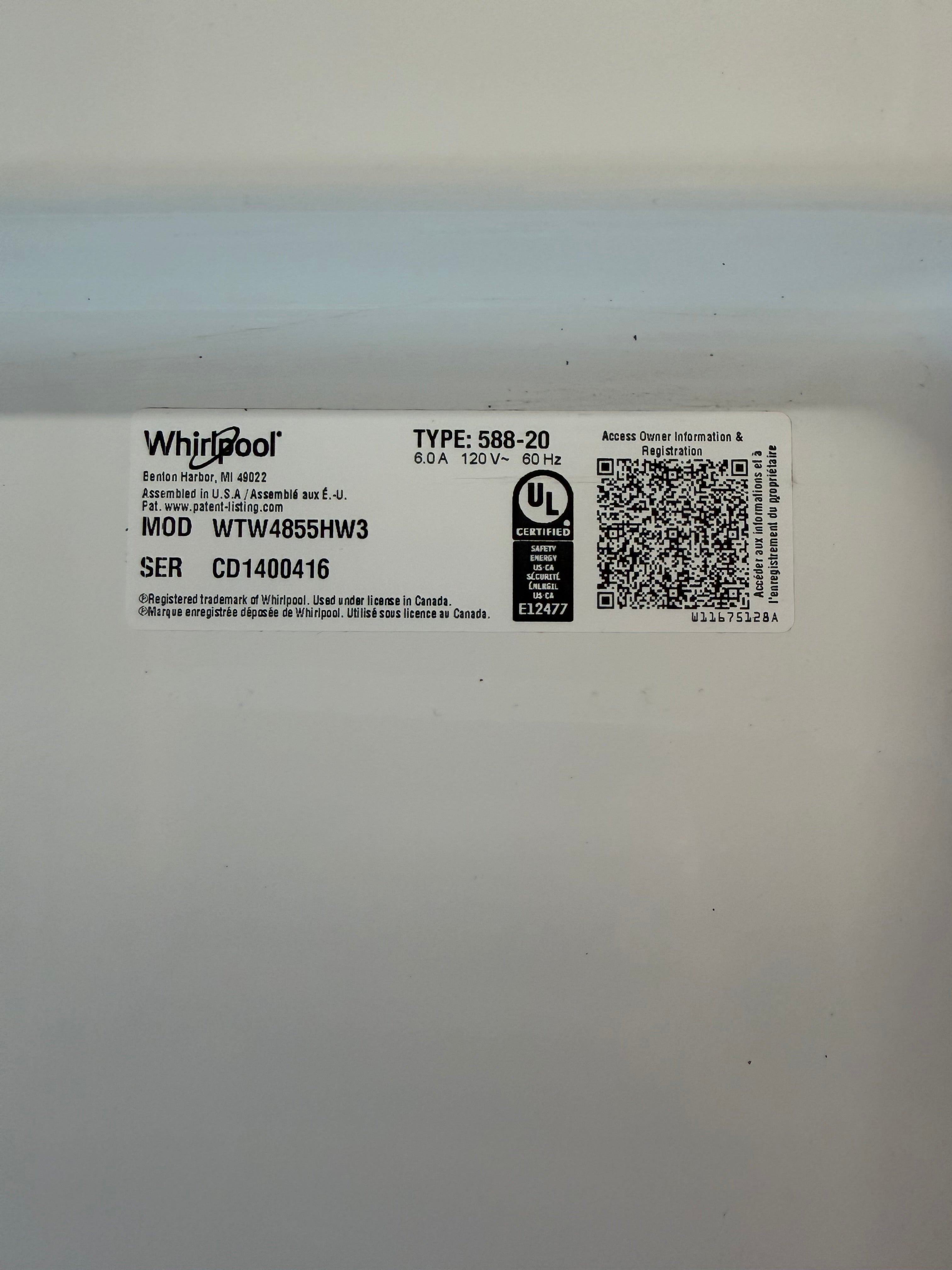 Whirlpool White Large Capacity Top Load Set