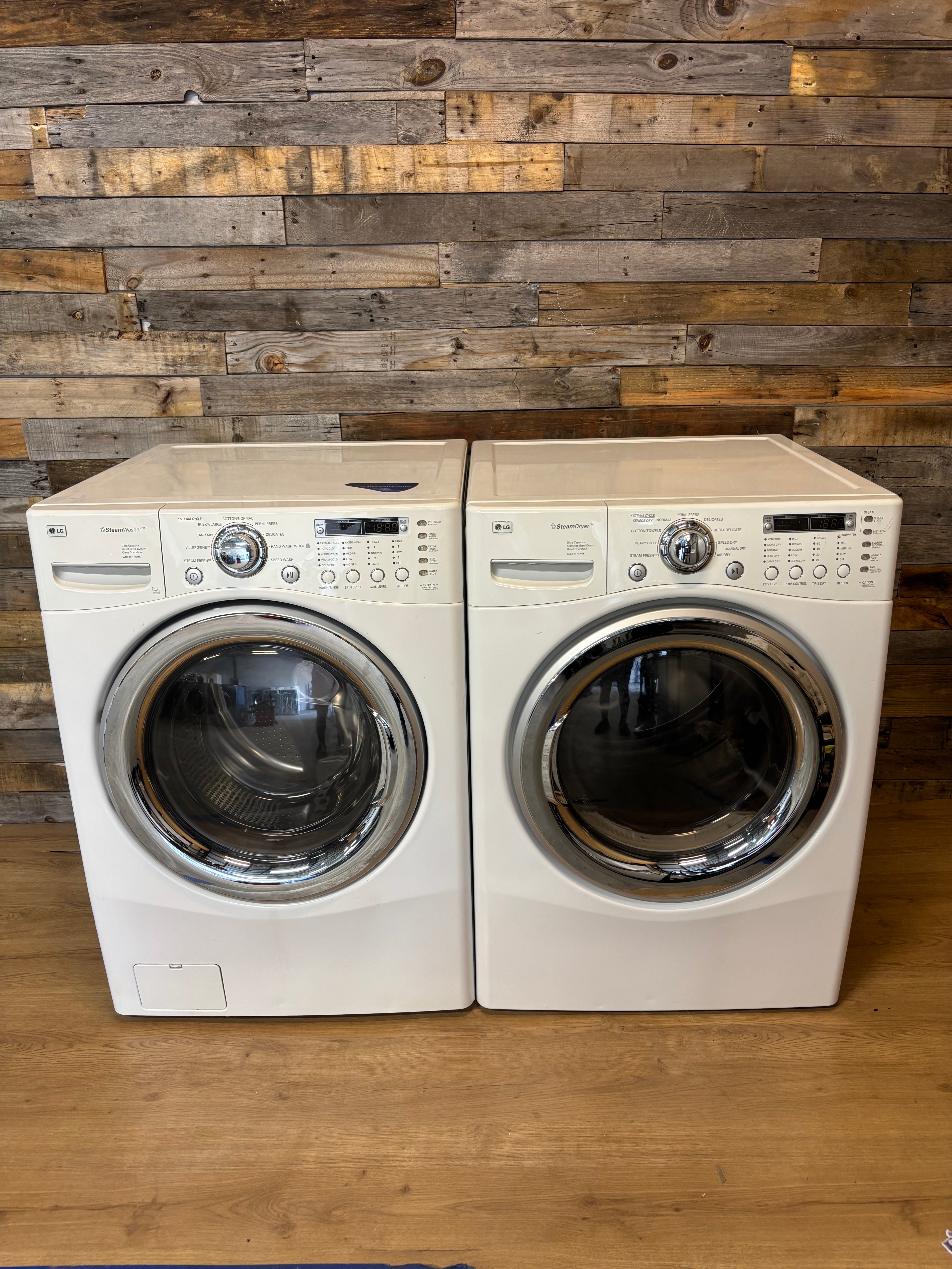White Lg Steam Front Load Set