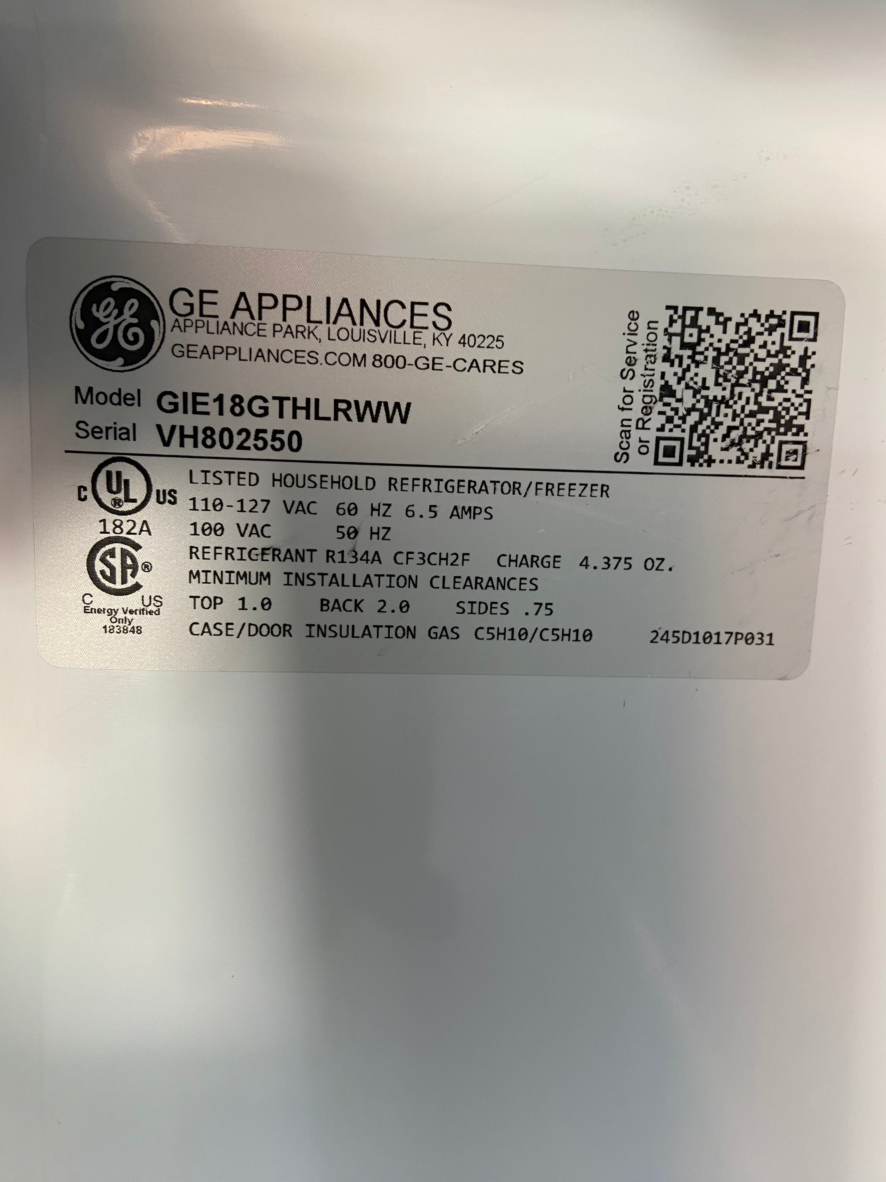 GE White Top Bottom Refrigerator