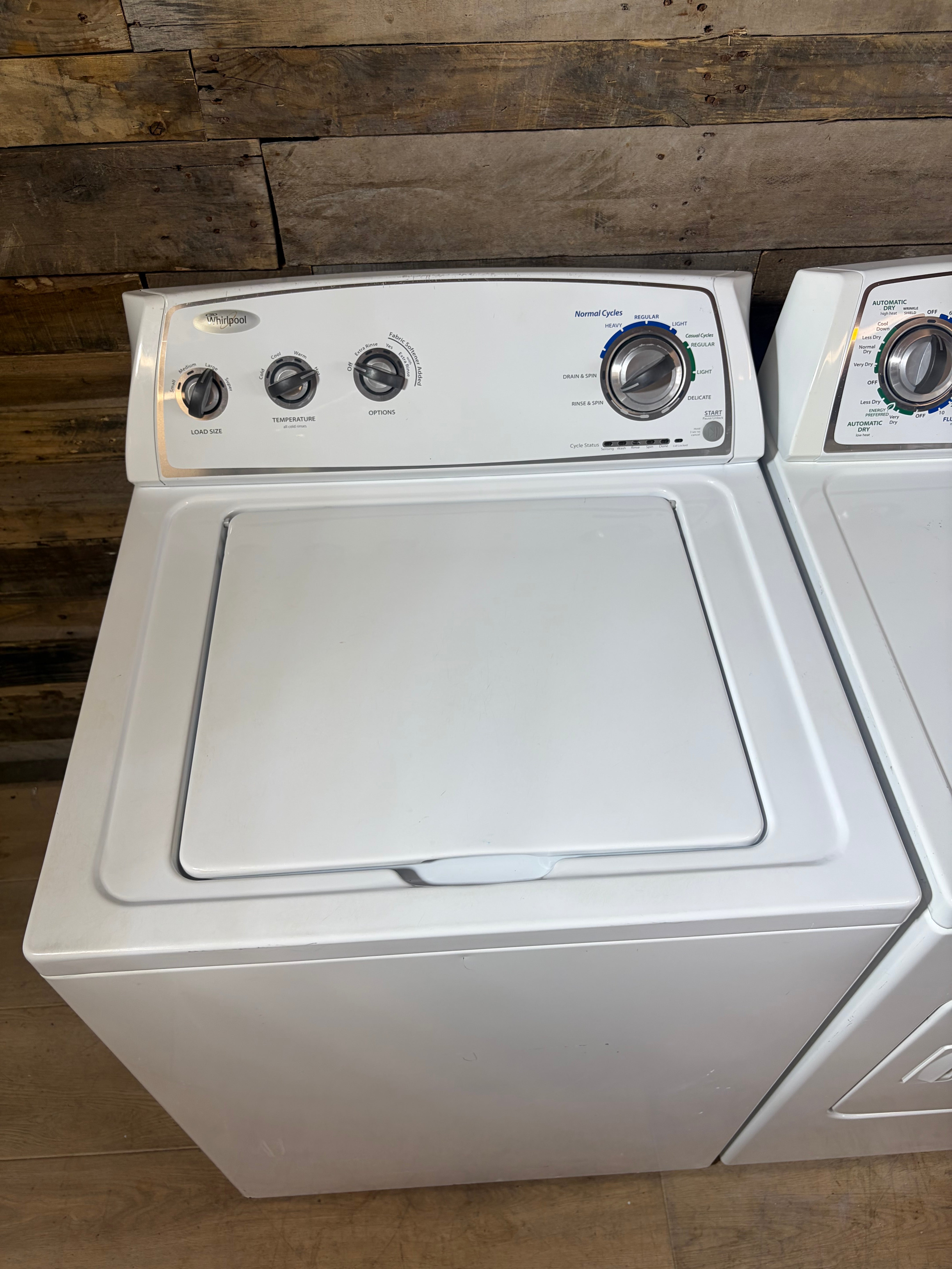 Whirlpool White Panel Top Load Washer And Dryer Set