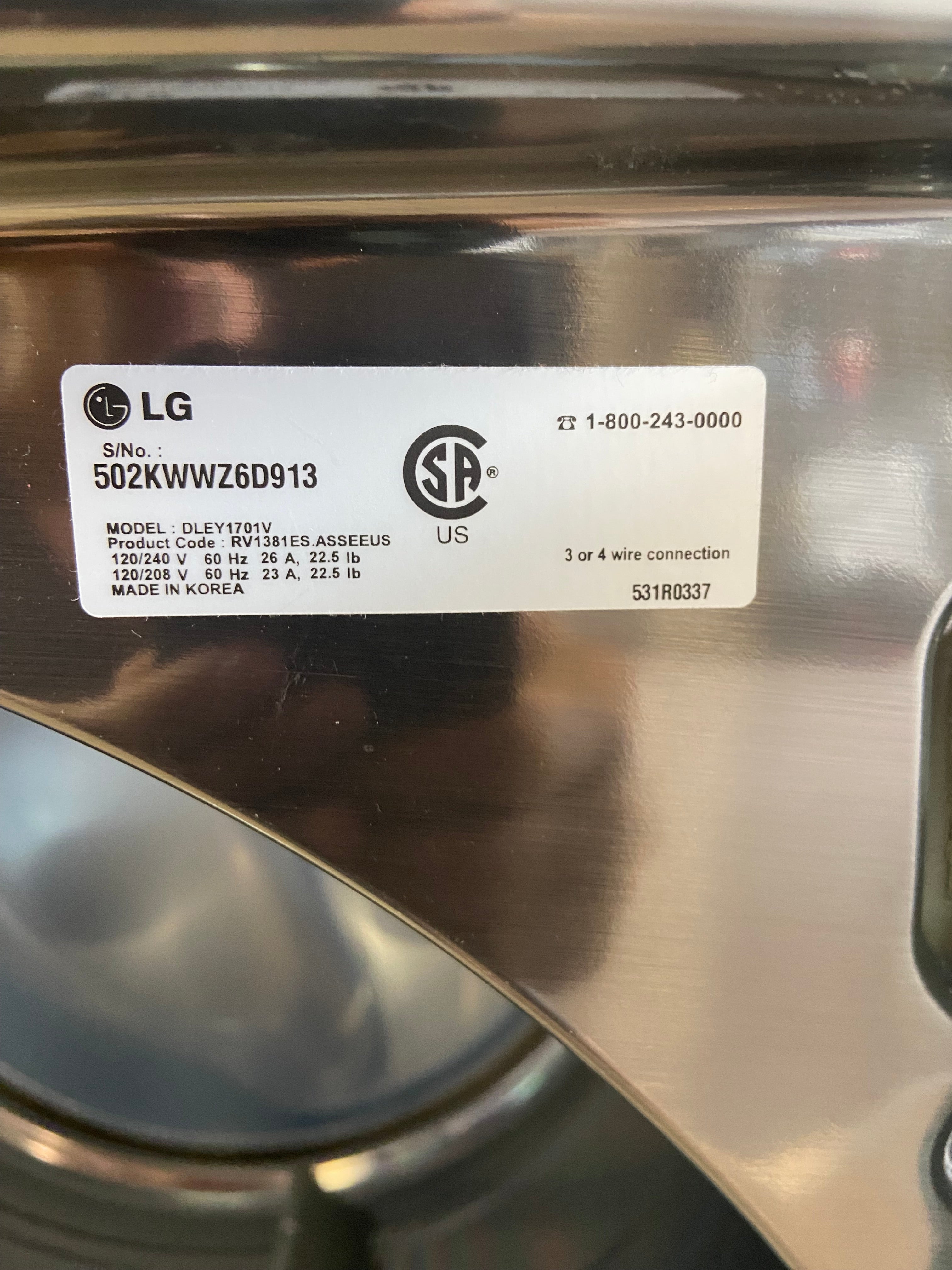 LG Stainless Hydroshield Dryer