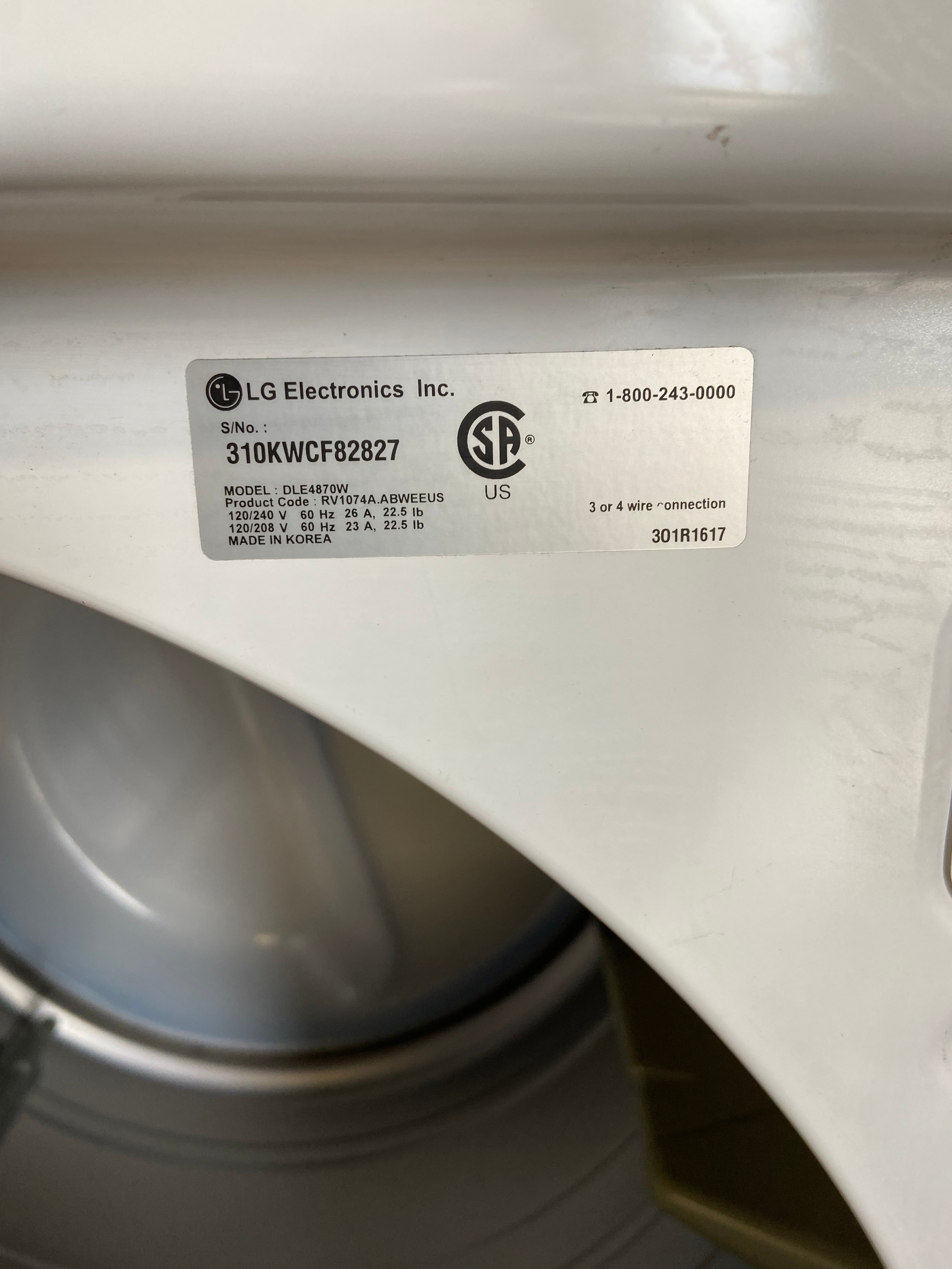 LG White Top Load Set