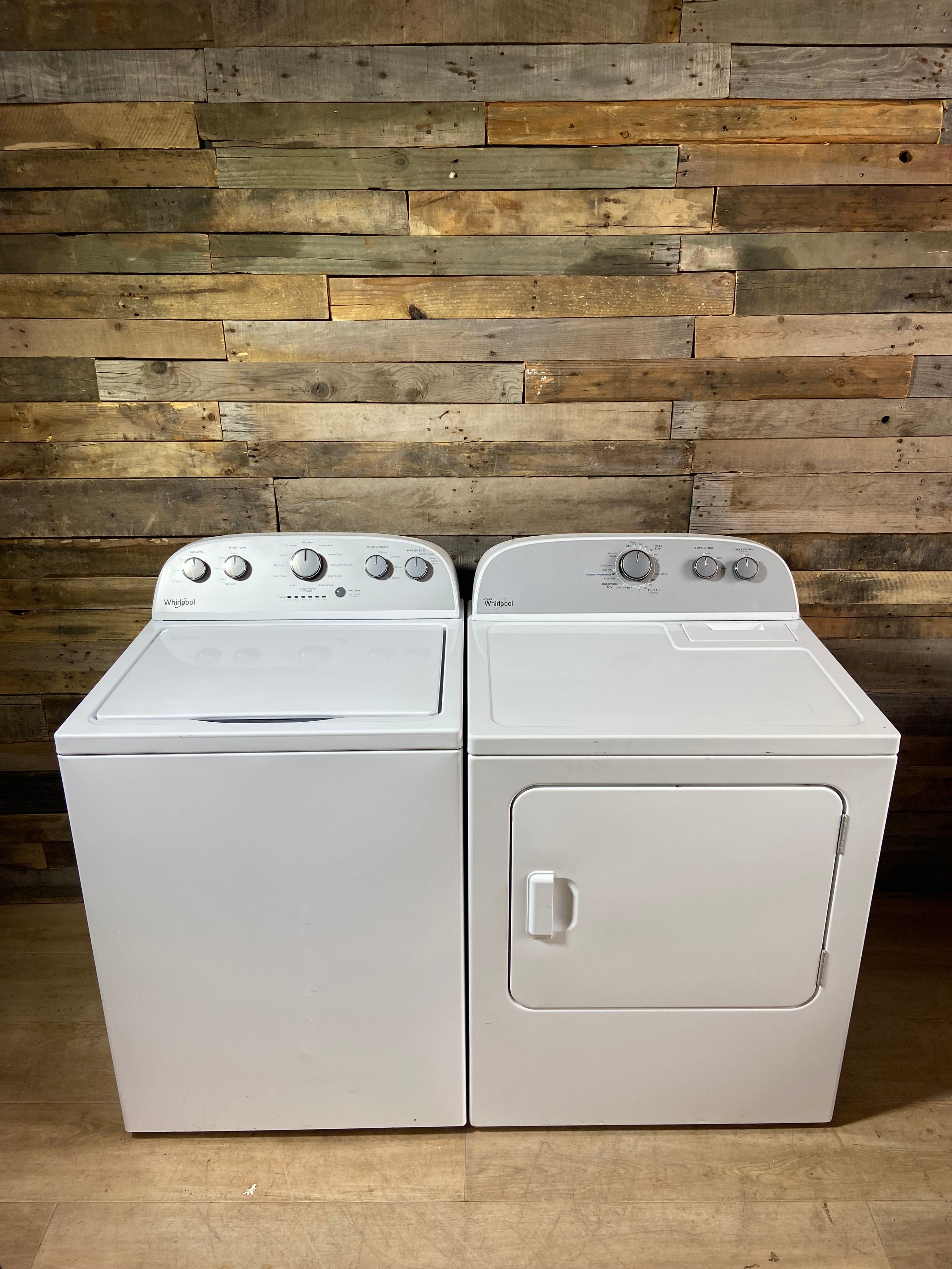 Whirlpool Top Load Grey Face Washer & Dryer Set