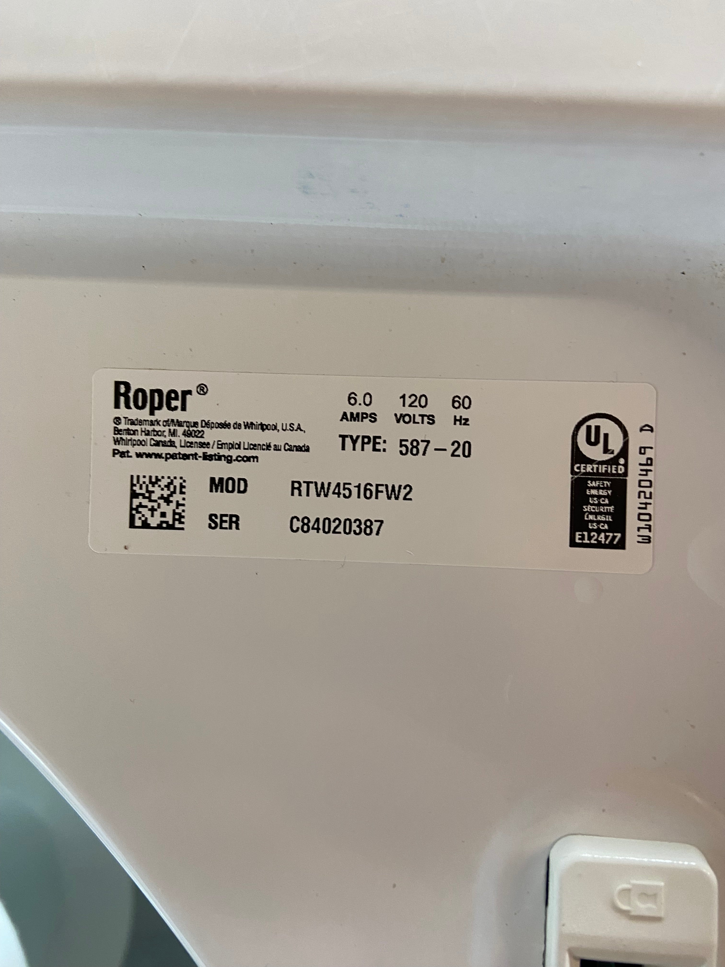 Roper Top Load Washing Machine