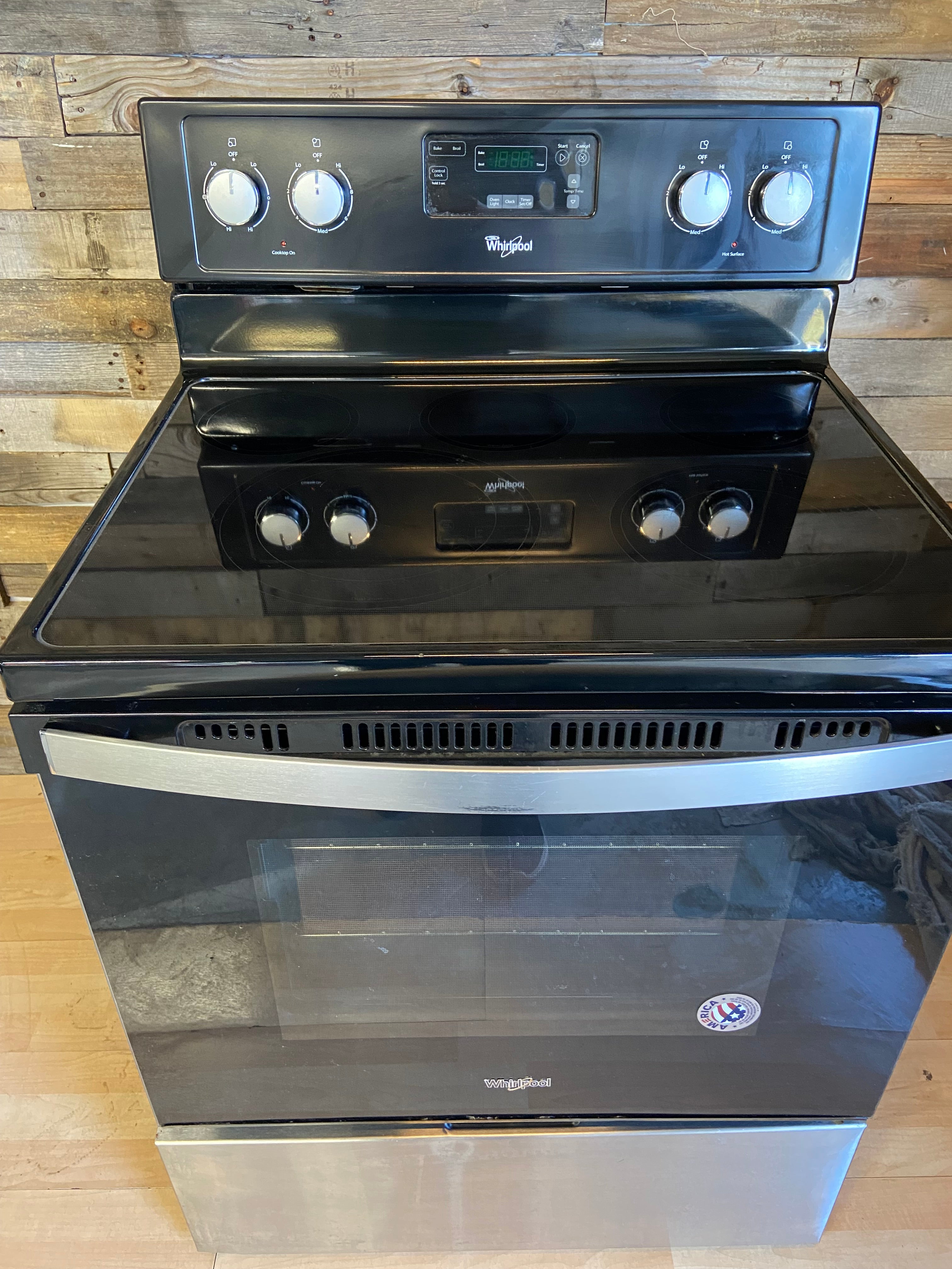 Whirlpool Stainless Black Face Glass Top Range