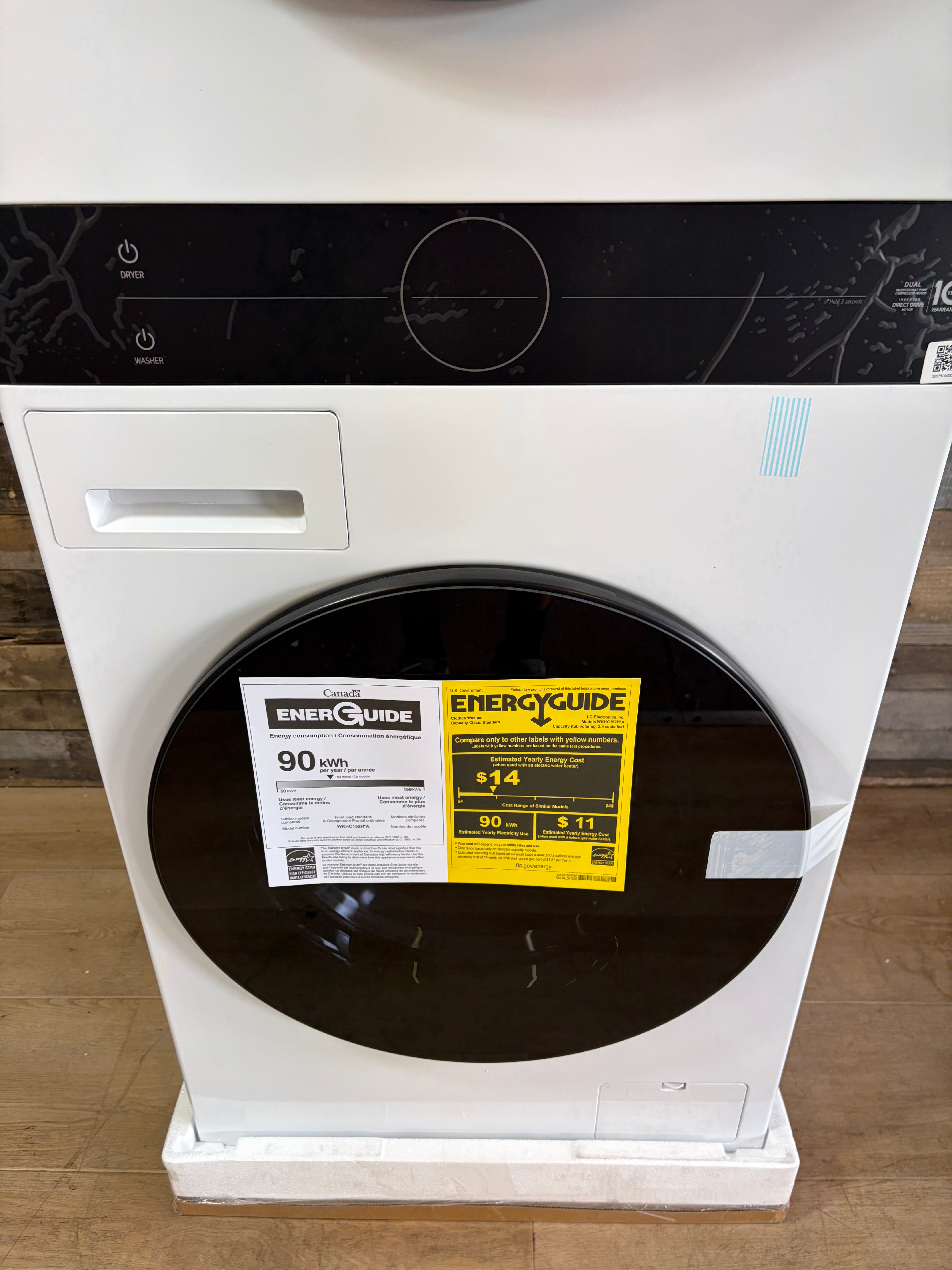 2.4 cu. ft. Washer, 4.2 cu. ft. Dual Inverter Heat Pump Ventless Electric Dryer, Washtower, Center Control AIDD in White
