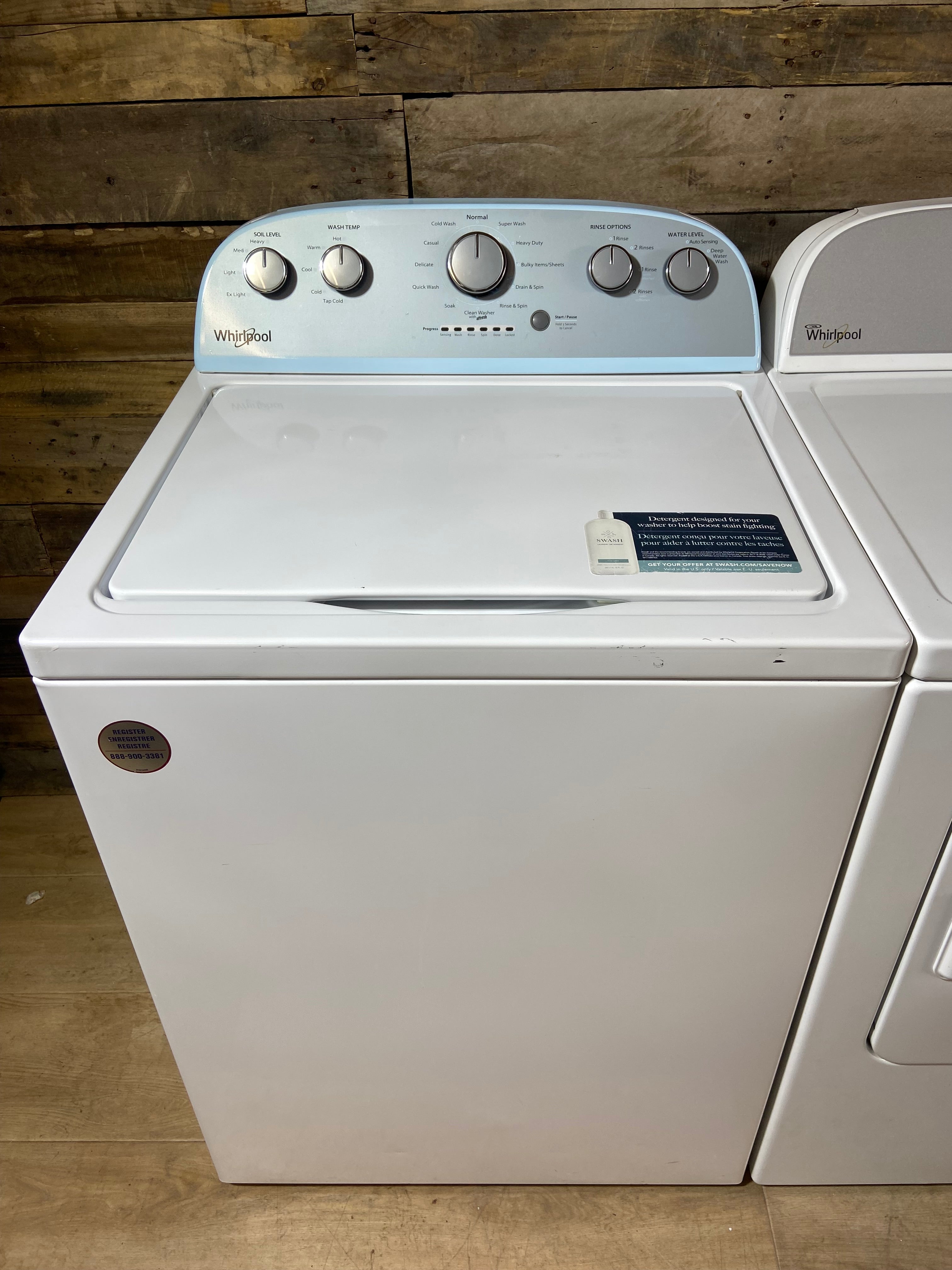 Whirlpool Top Load Grey Face Washer & Dryer Set