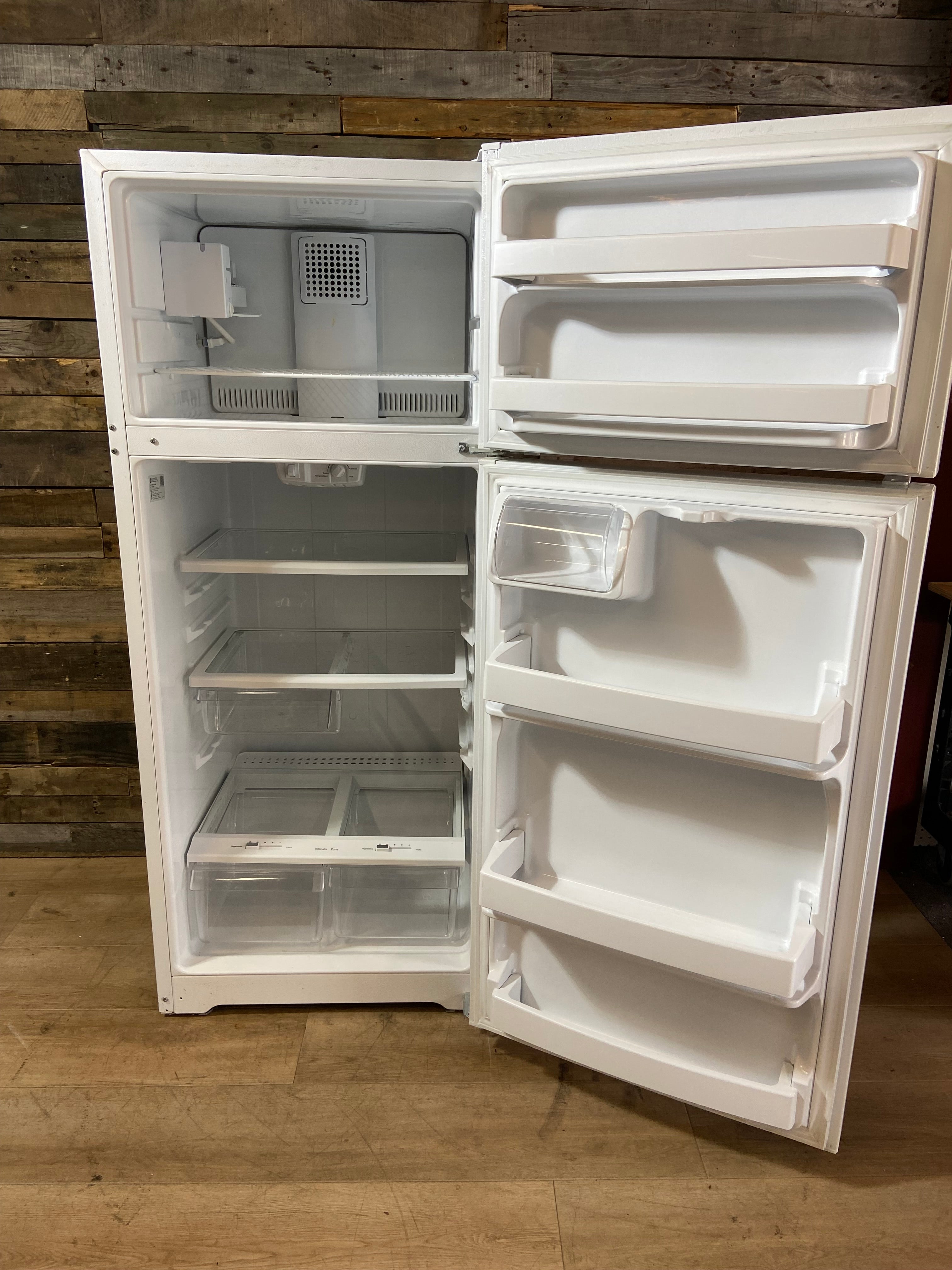 GE White Top Bottom Refrigerator with ice maker