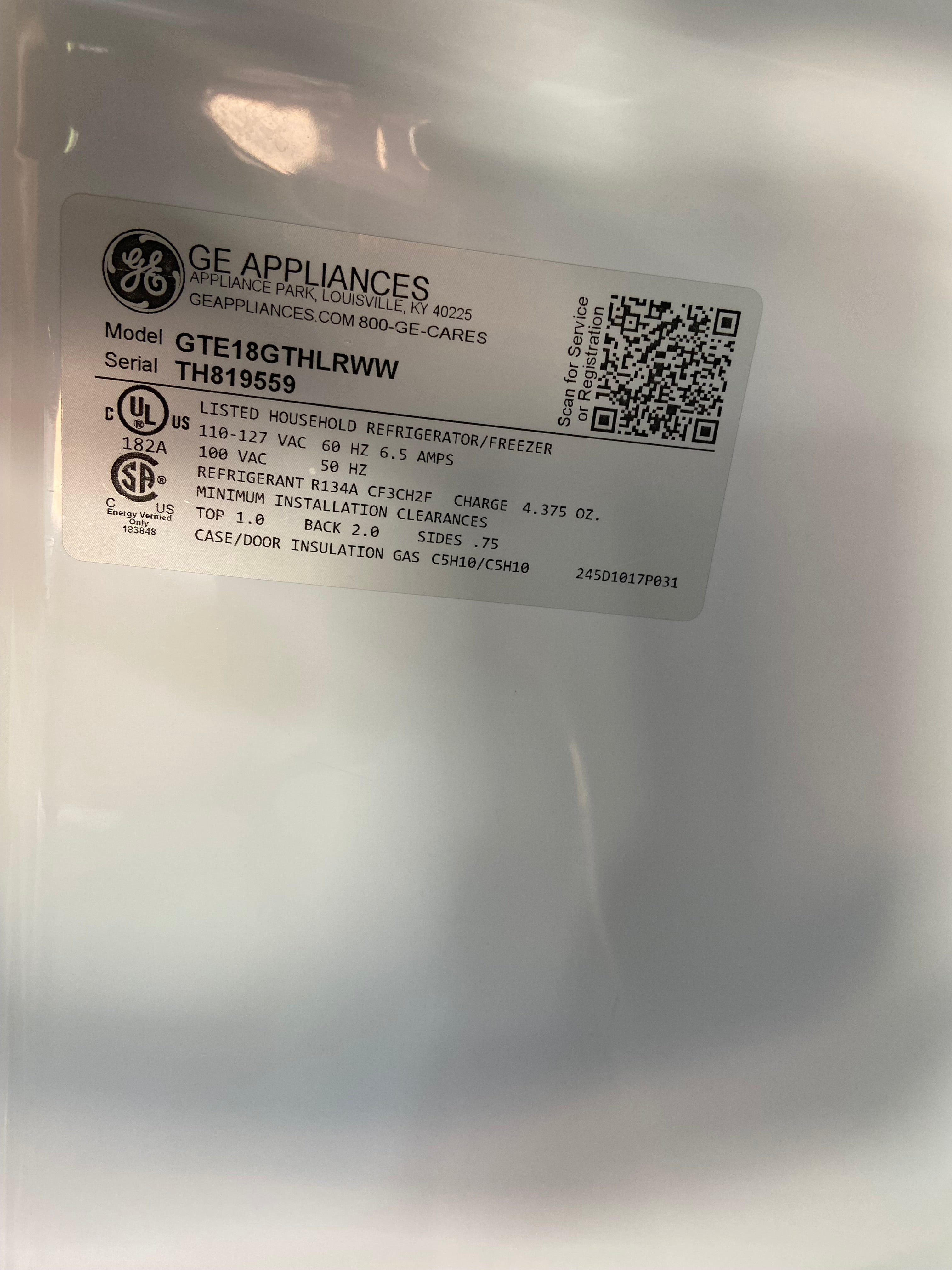 GE White Top Bottom Refrigerator