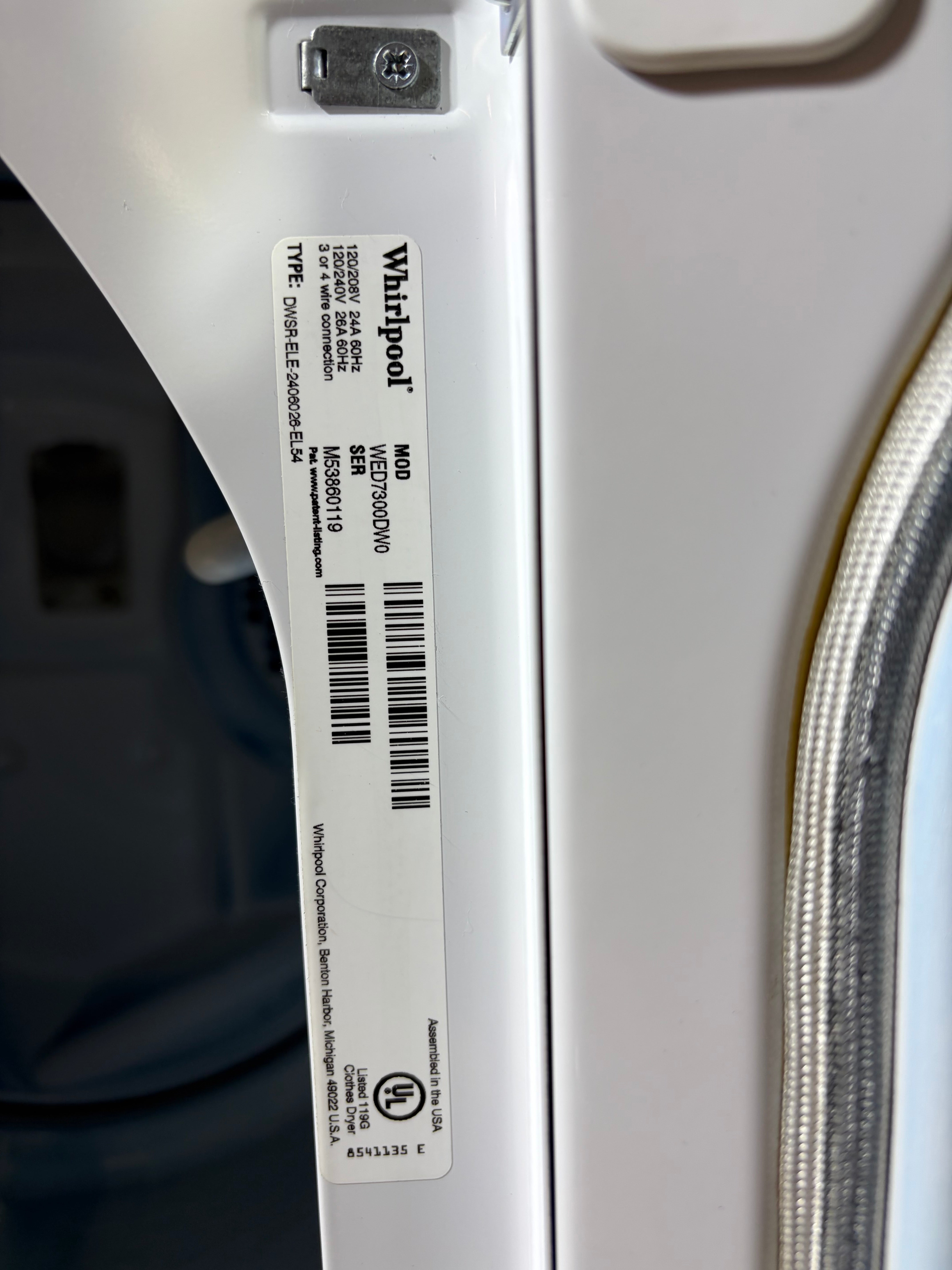 White Whirlpool Cabrio Dryer