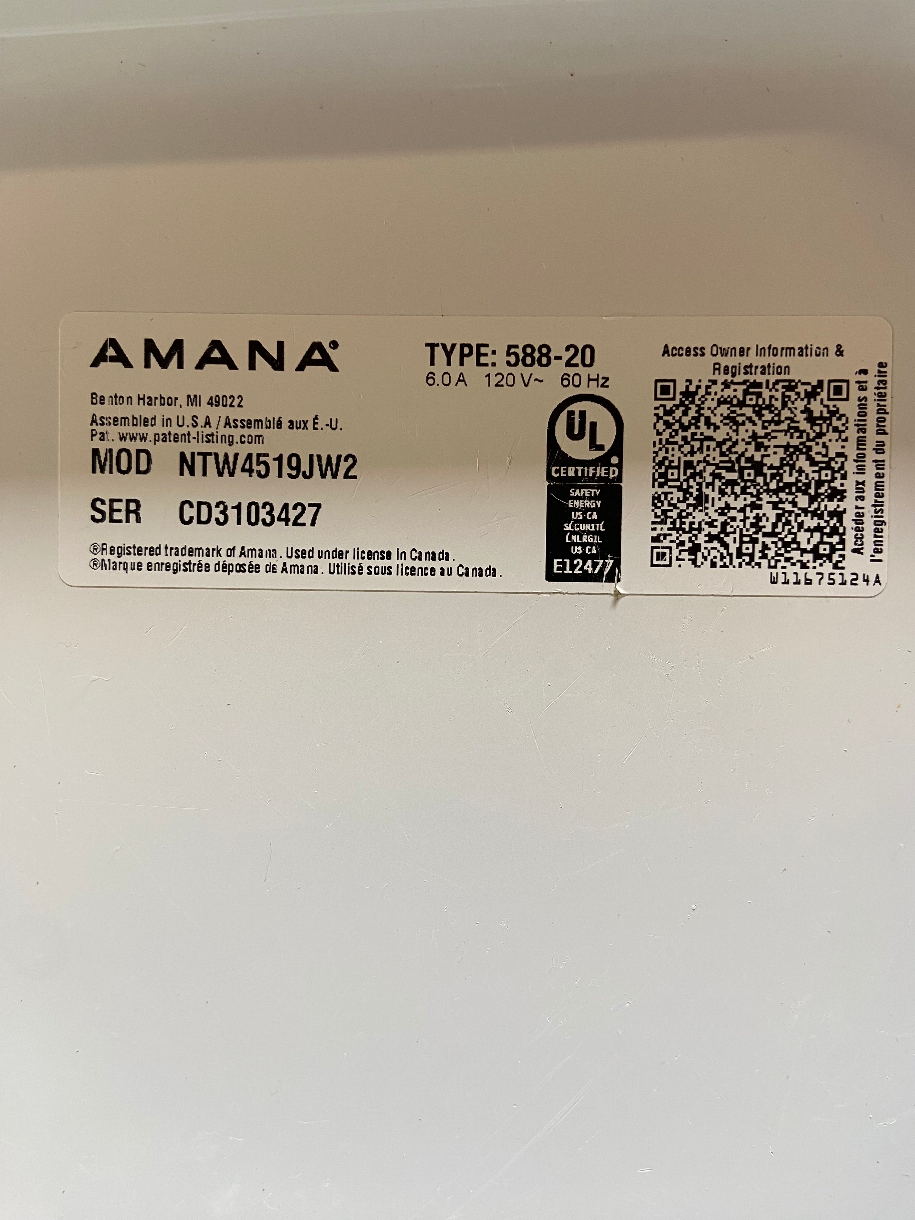 Amana Top Load Large Capacity Washer & Dryer Set