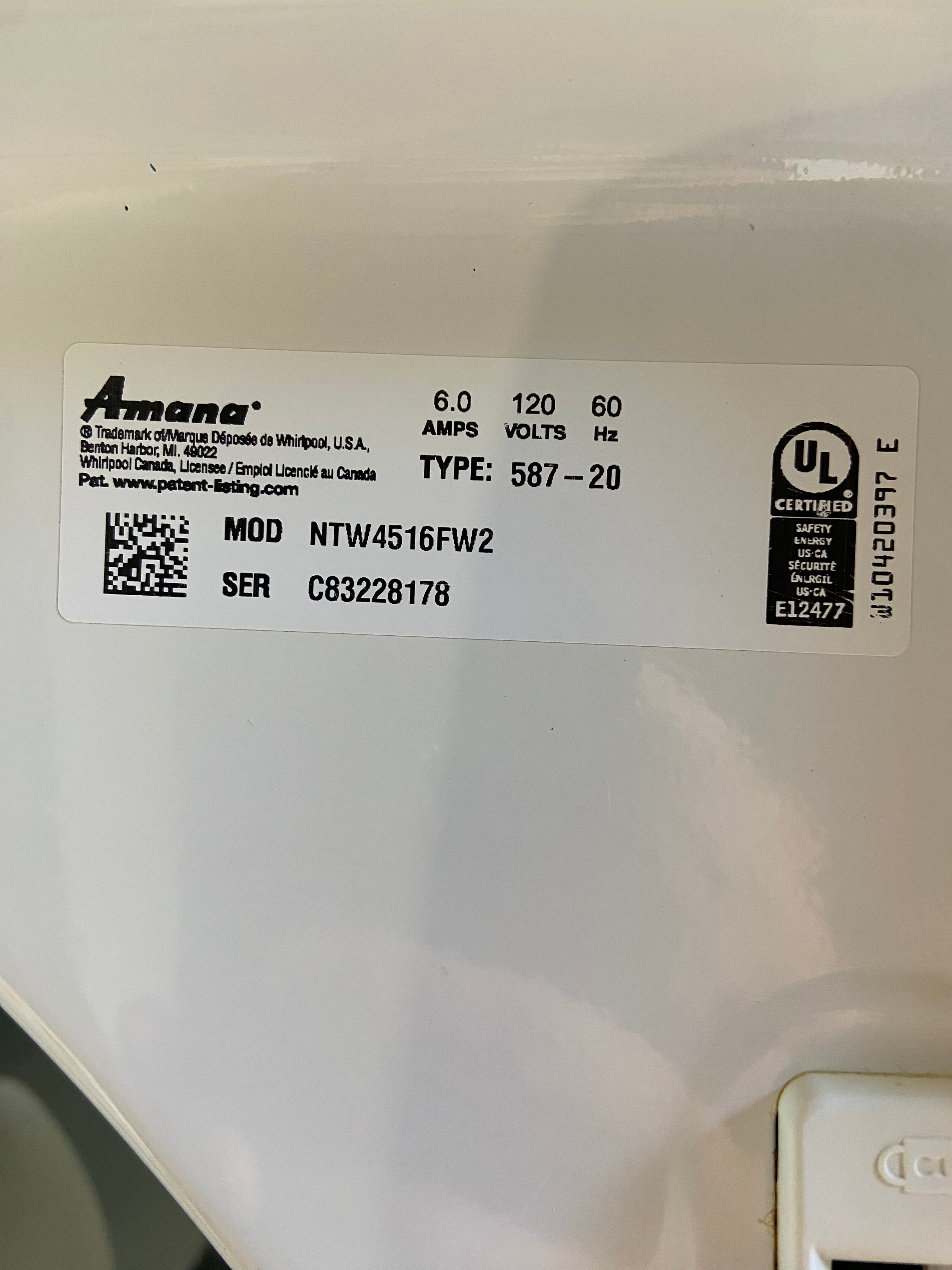 Amana Top Load Washer