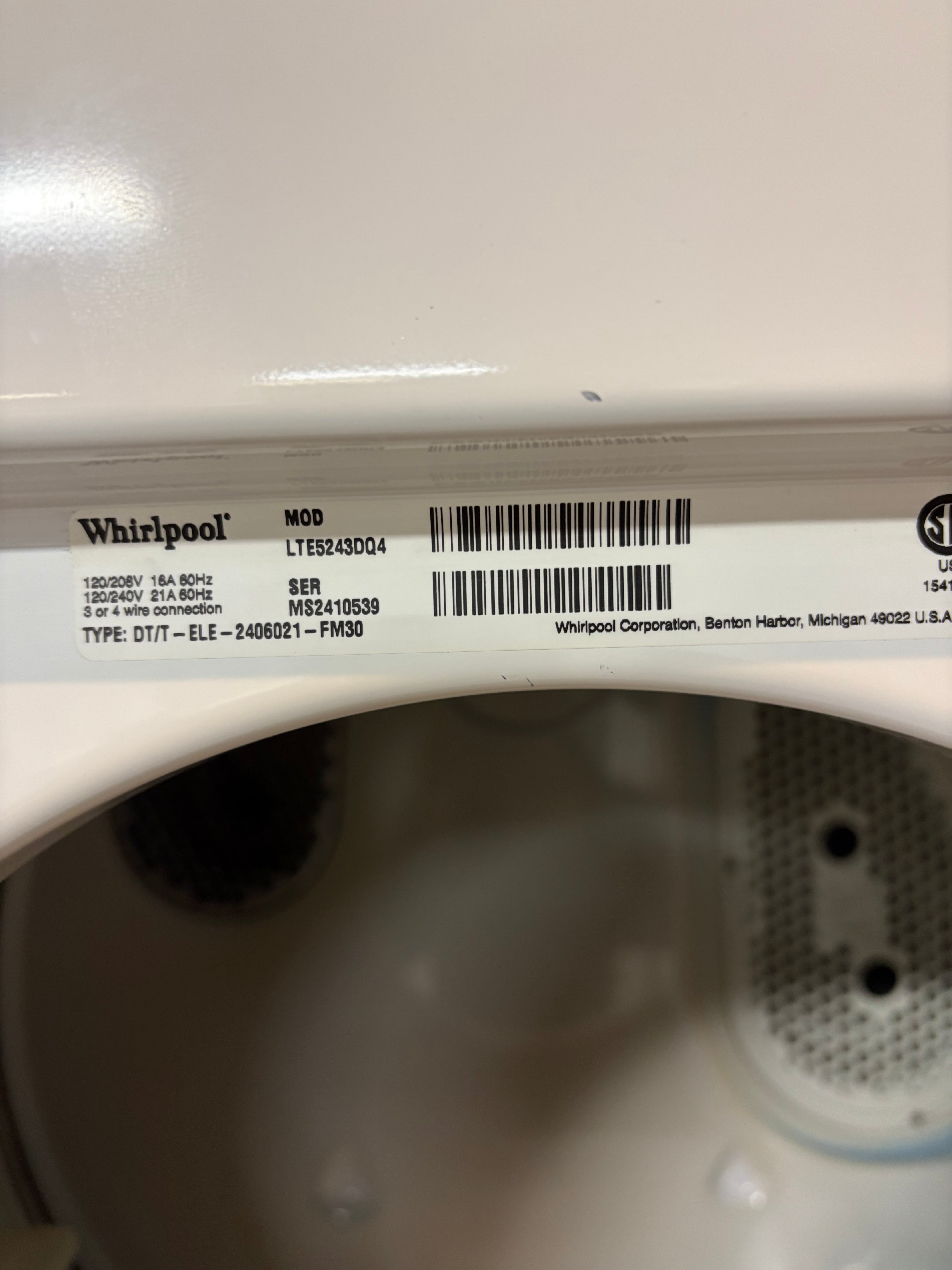 Whirlpool ThinTwin 24 in 240v Stackable