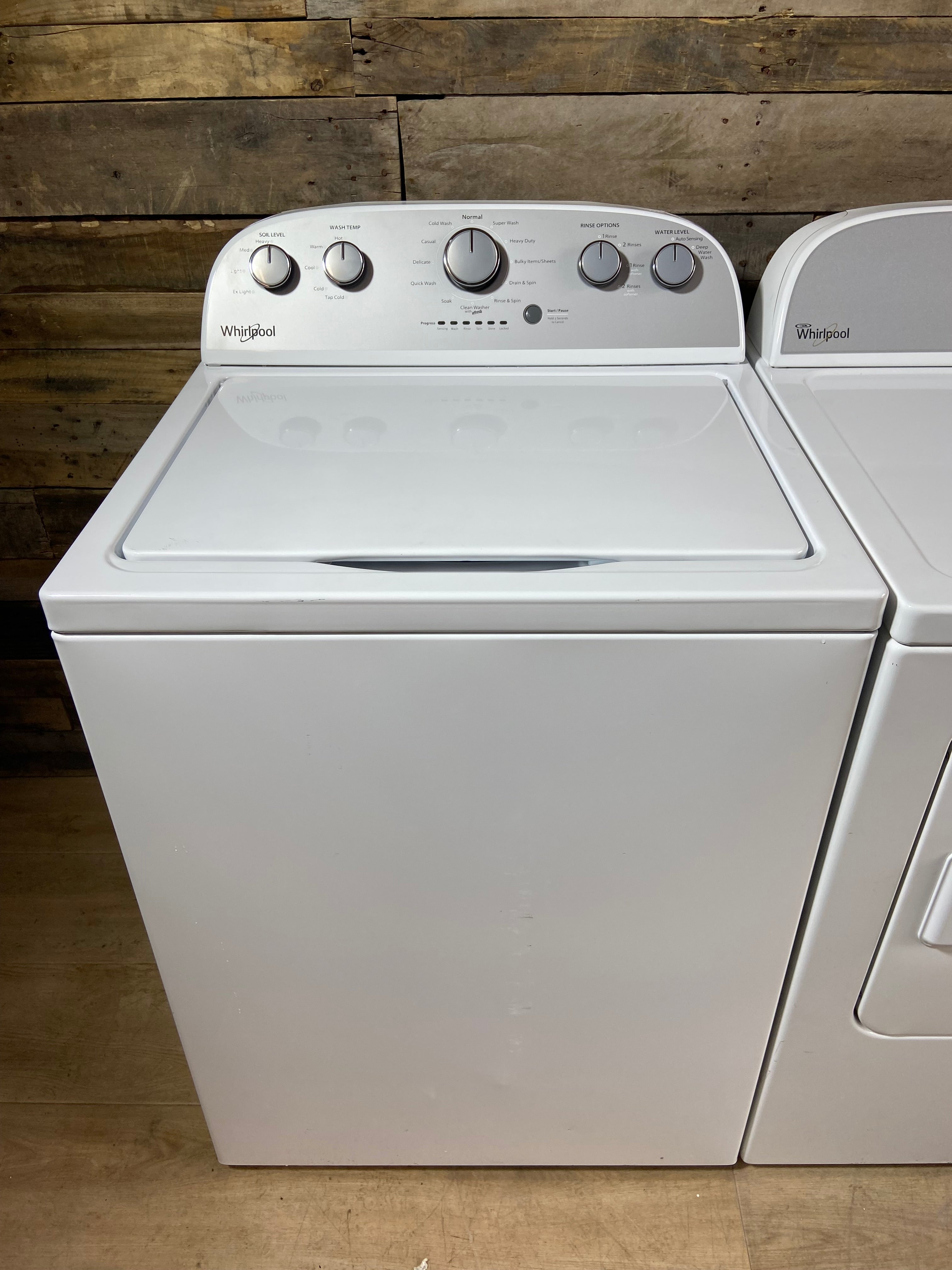 Whirlpool Top Load Grey Face Washer & Dryer Set