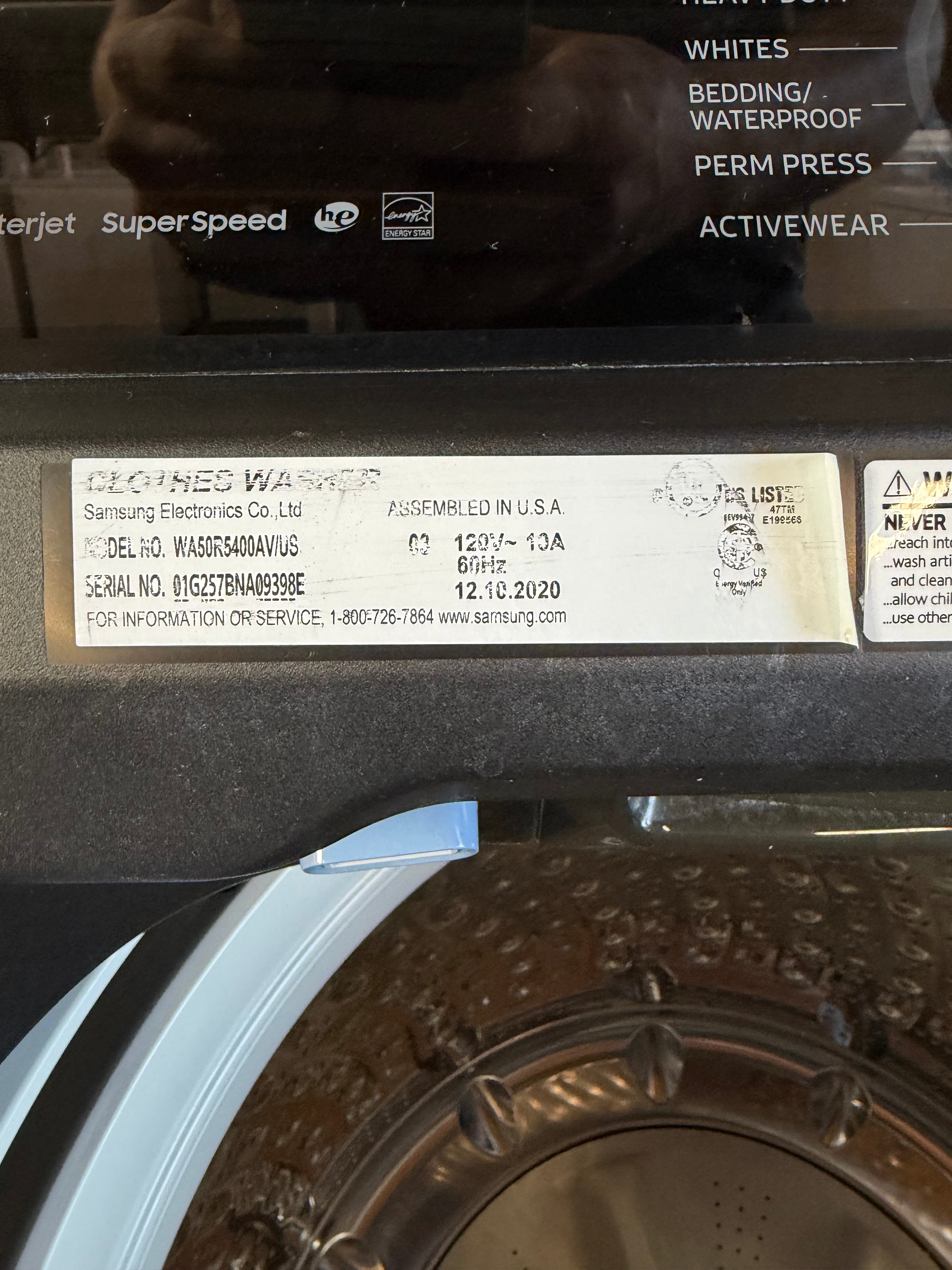 Black Samsung 5.0 Cu Ft Washer and Smart Dryer