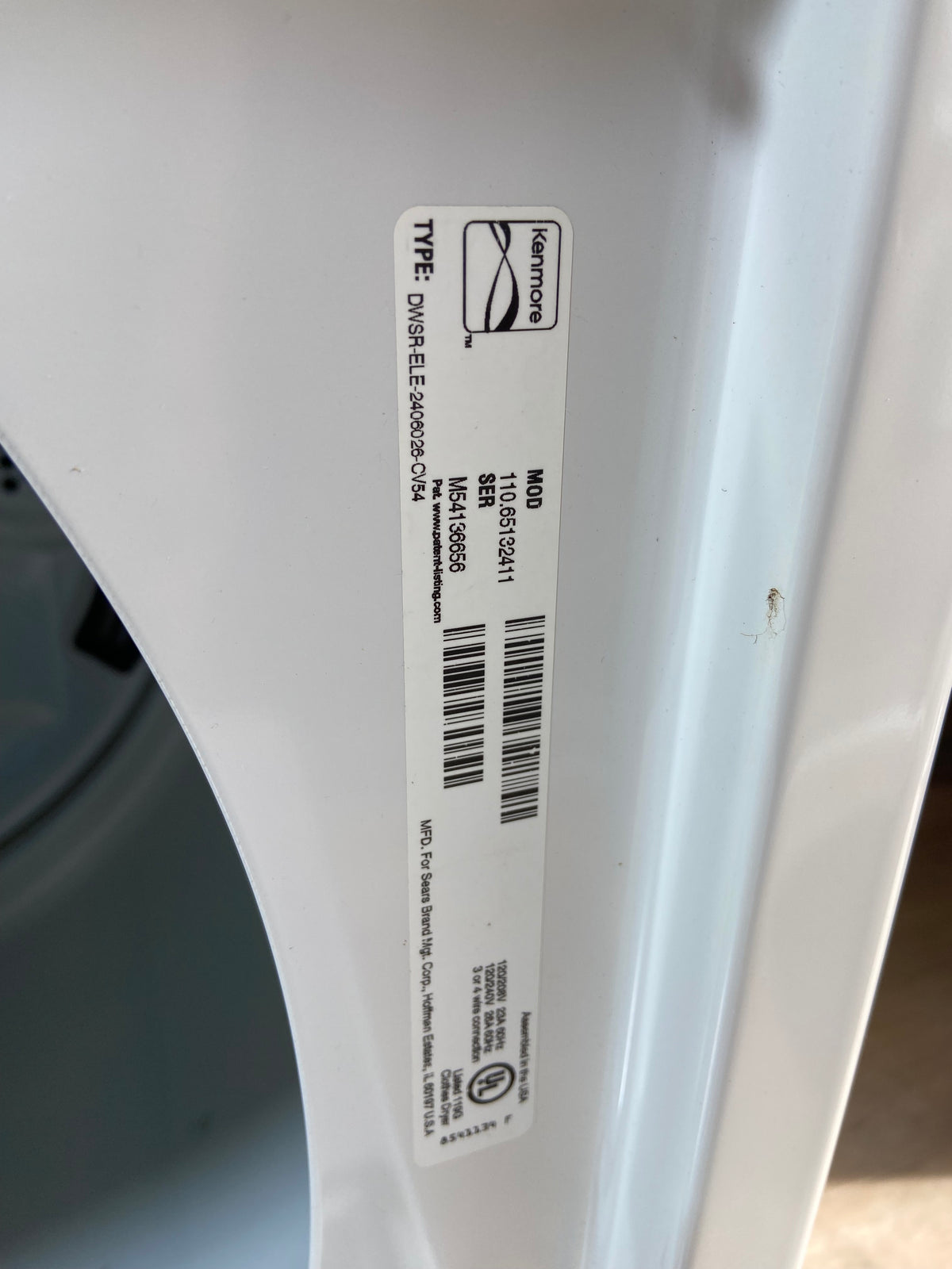Kenmore Large Capacity Dryer