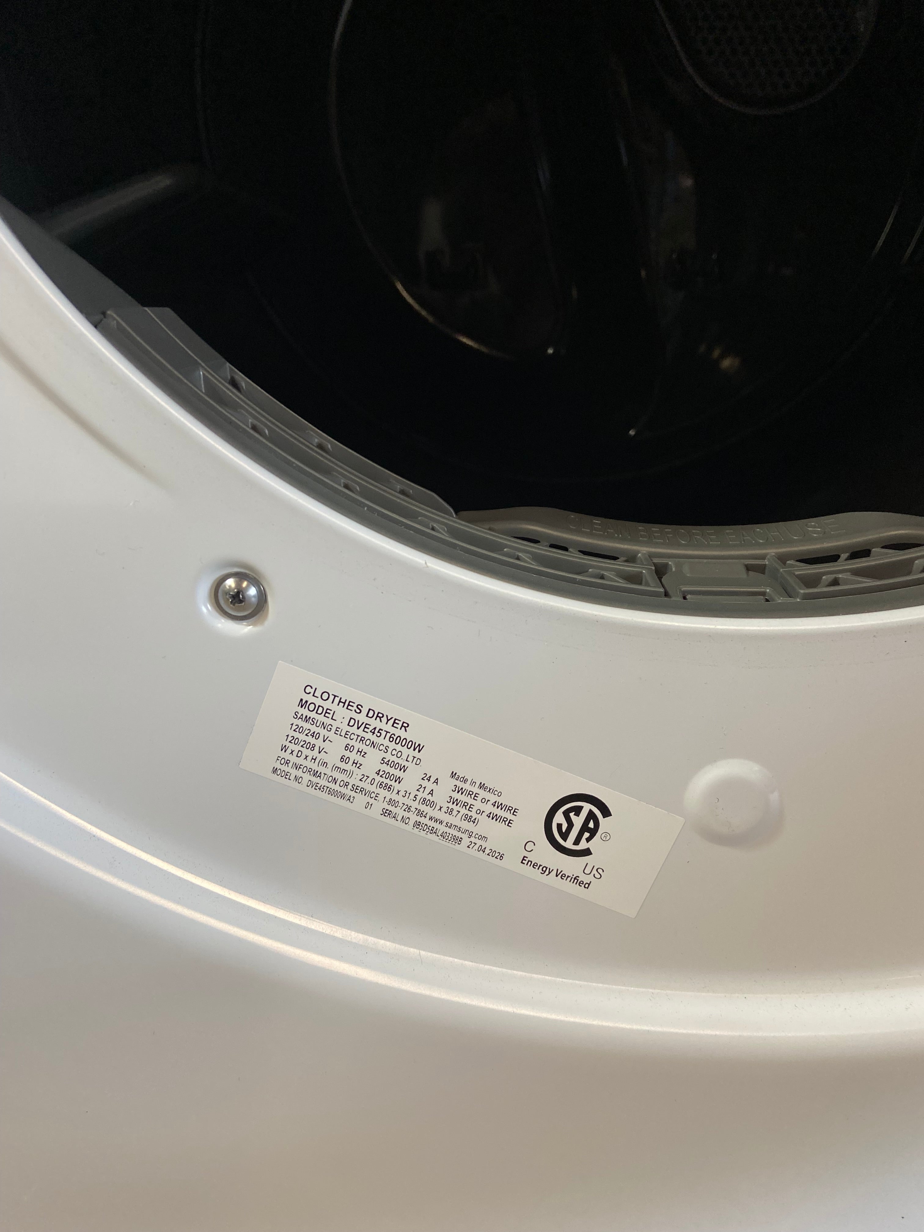 Samsung White Front Load Washer & Dryer Set – 4.5 Cu. Ft. Washer / 7.5 Cu. Ft. Dryer