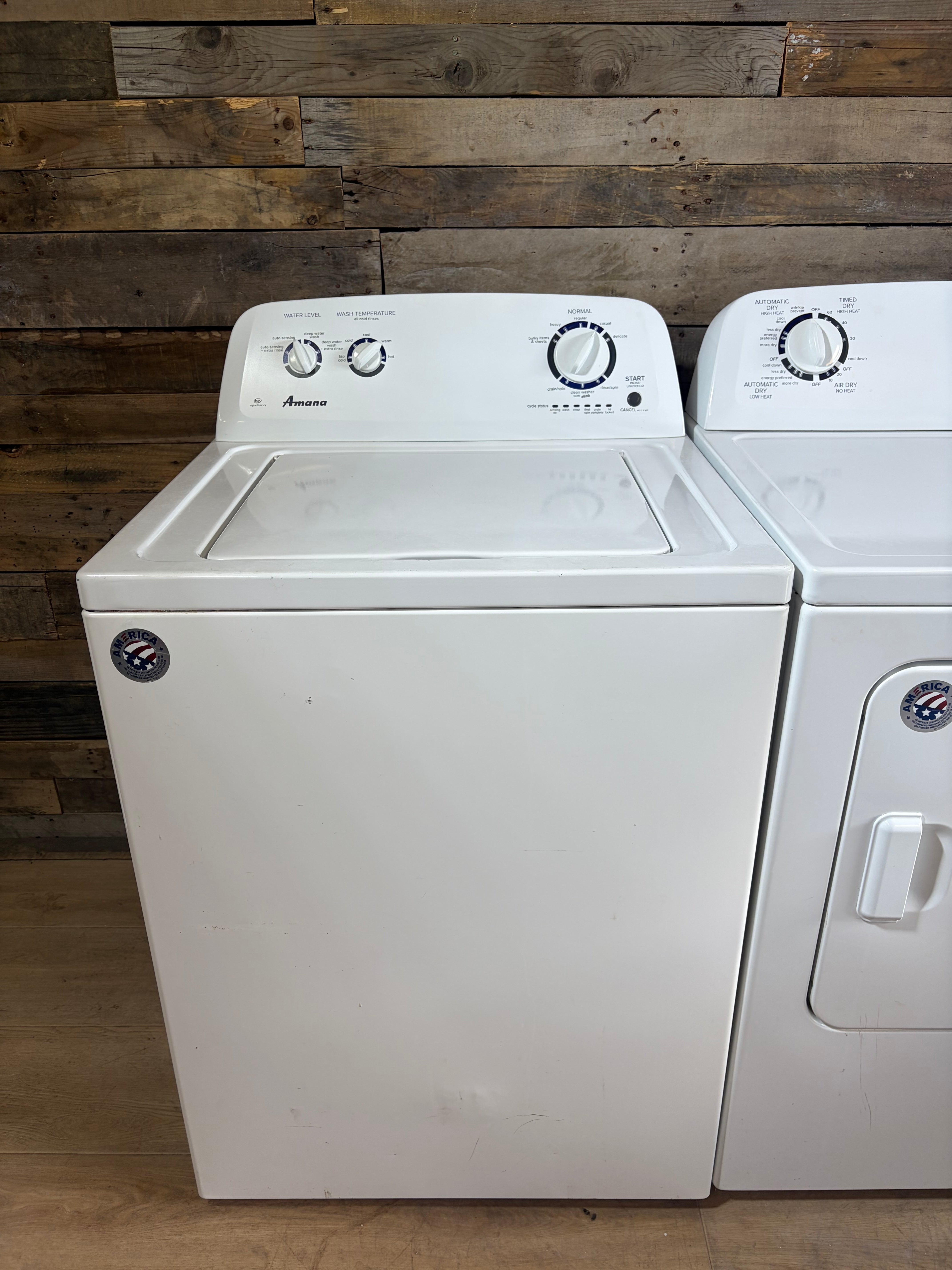 Amana White Top Load Washer Dryer Set