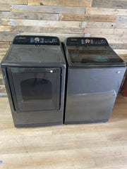Samsung 5.5 Cu. Ft. High-Efficiency Top Load Washer & Dryer Set – Brushed Black