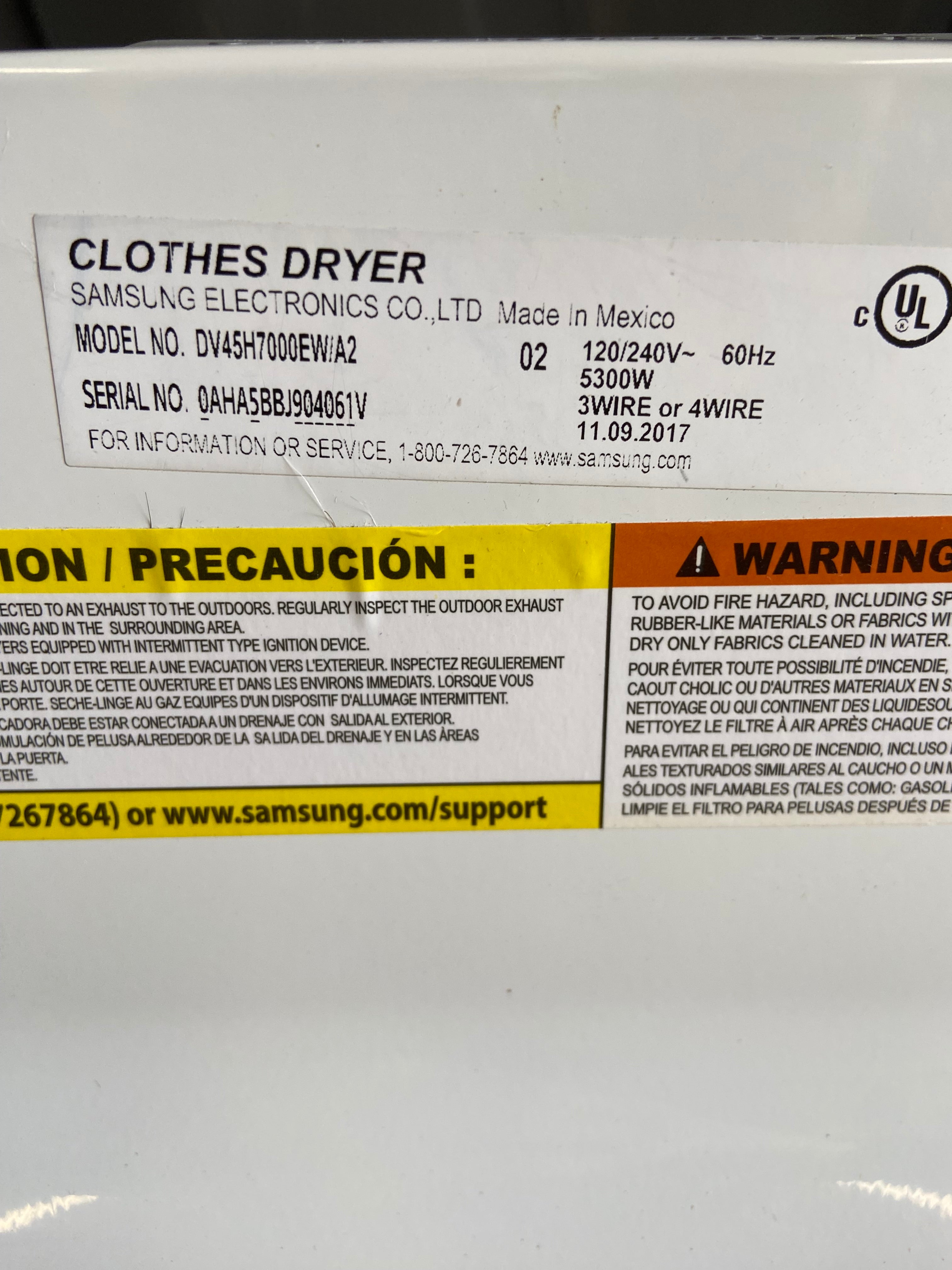 Samsung Large Capacity Dryer