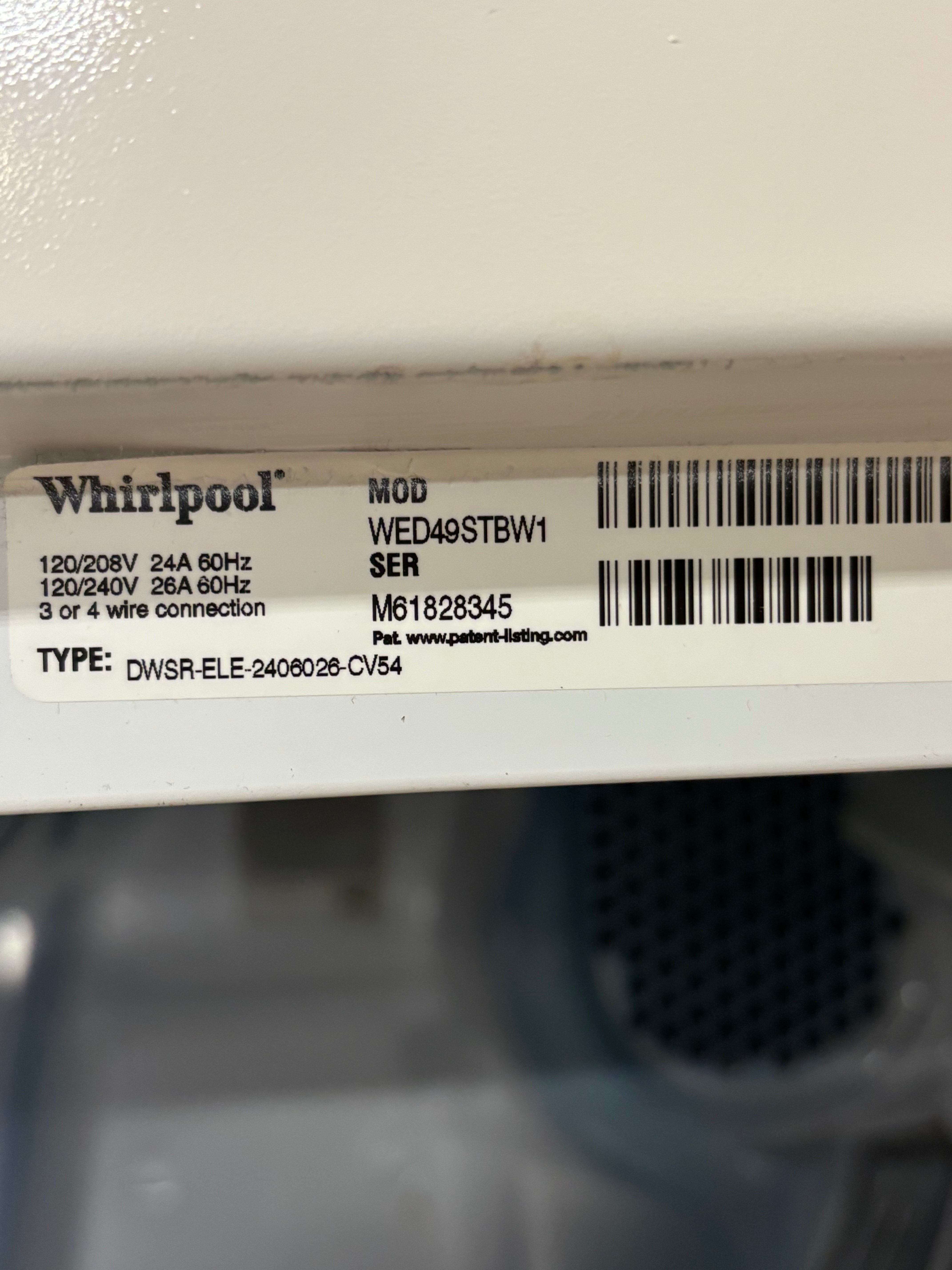 Whirlpool Steam Dryer Top Load Set