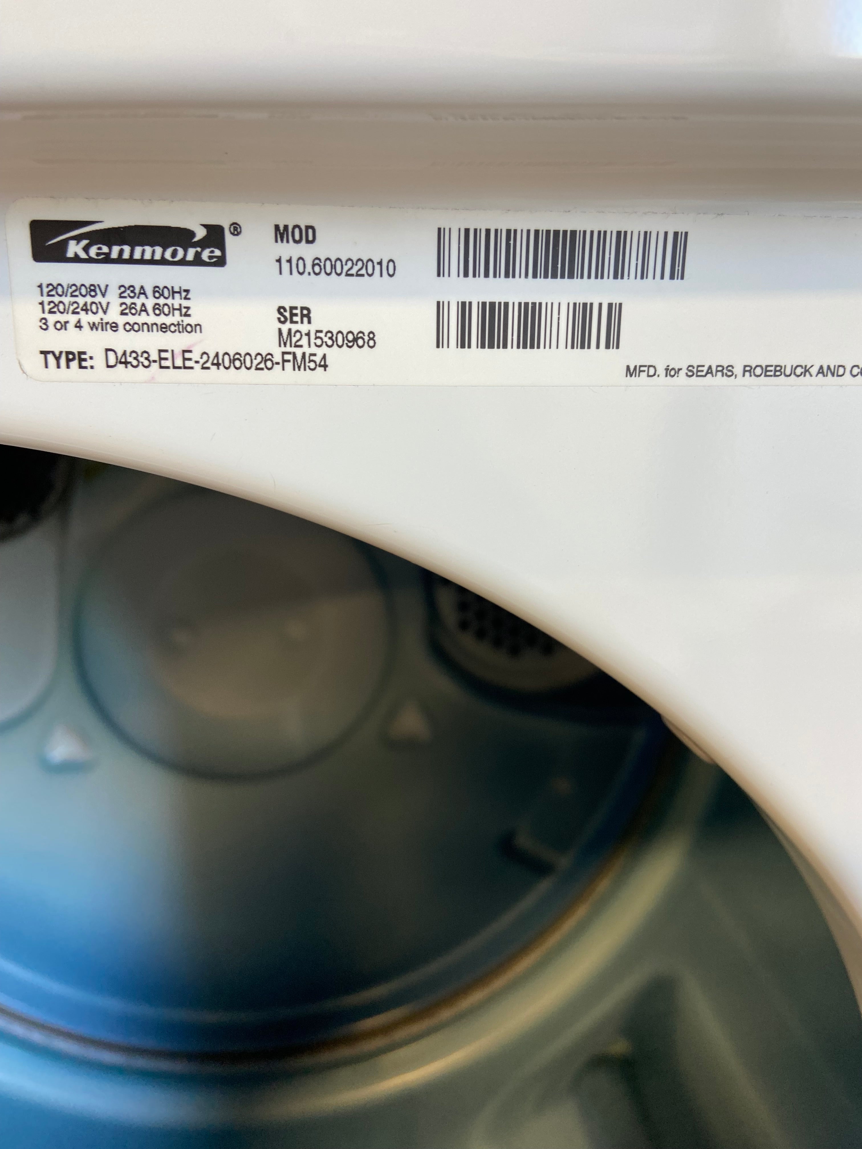 Kenmore White Dryer