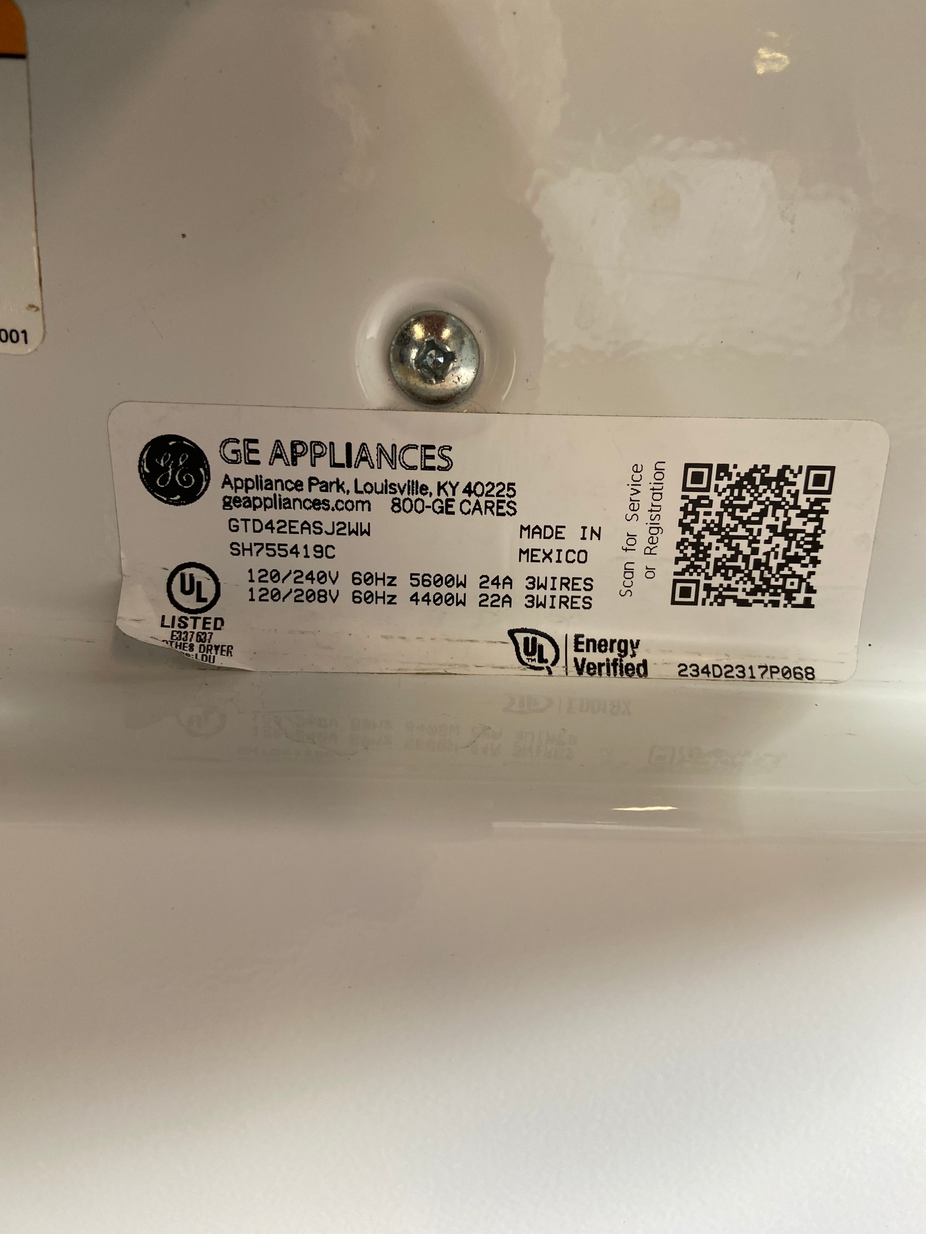 GE White Dryer