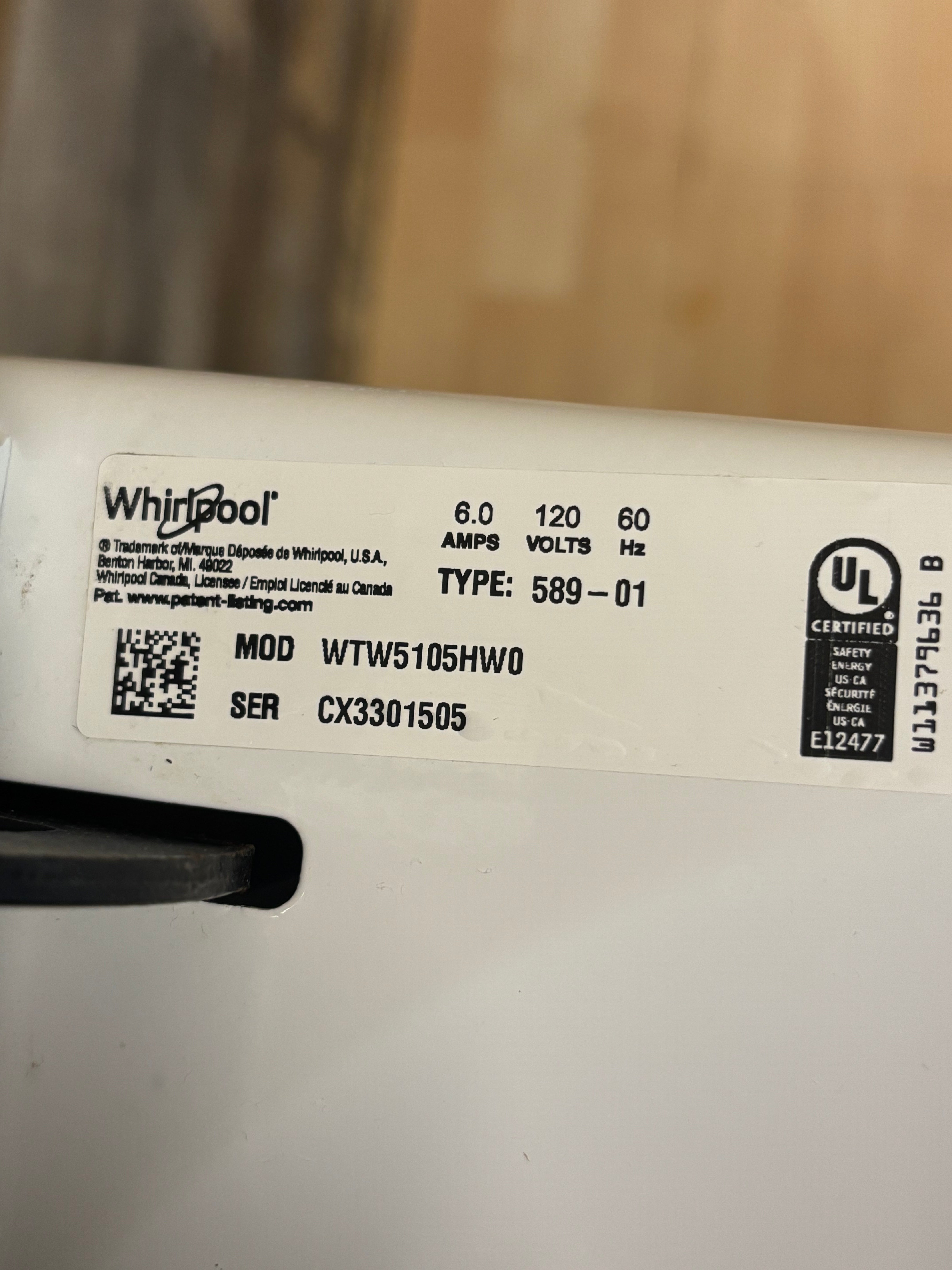 Whirlpool Glass Top Washer