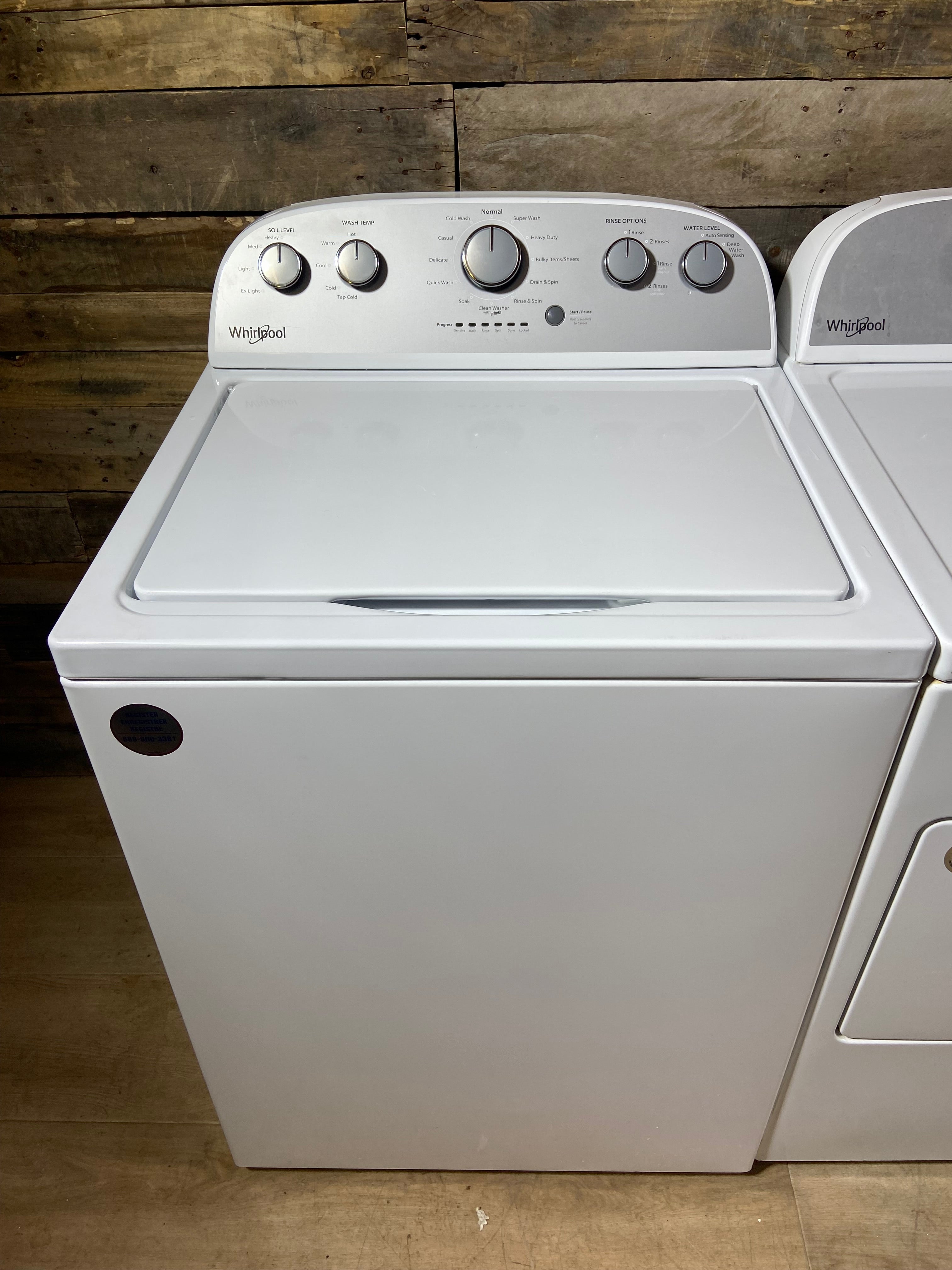 Whirlpool Top Load Grey Face Washer & Dryer Set