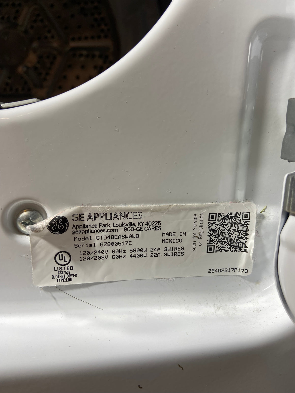 Ge Black Panel Large Capacity Dryer
