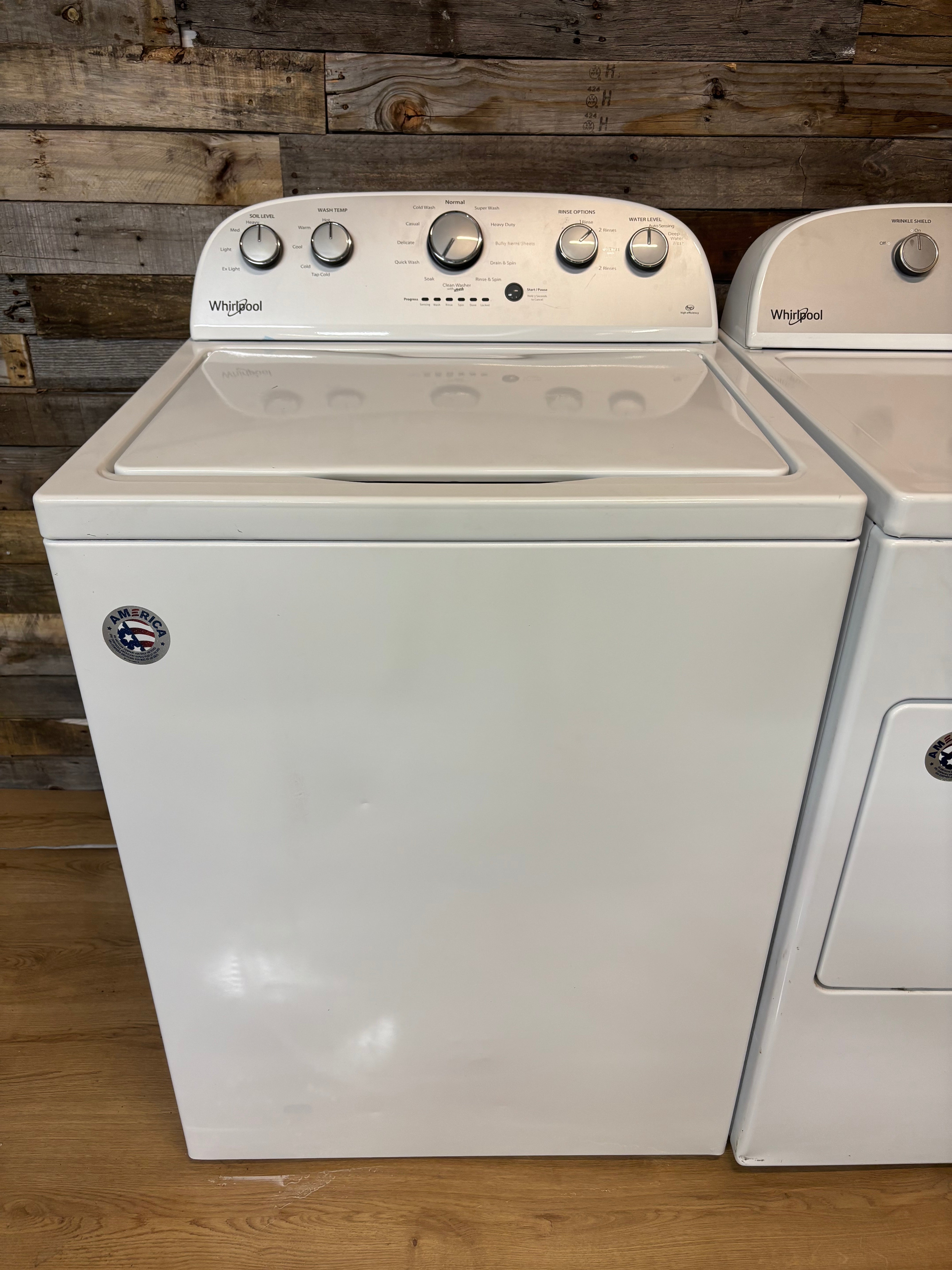 Whirlpool Grey Face Top Load Set With Steam Dryer