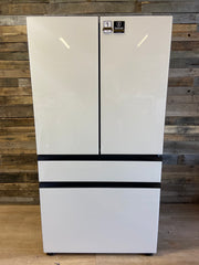 Samsung Bespoke Counter-Depth Beverage Center 23-cu ft 4 -Door 36-in Wide with Dual Ice Maker and Door within Door ( White Glass )
