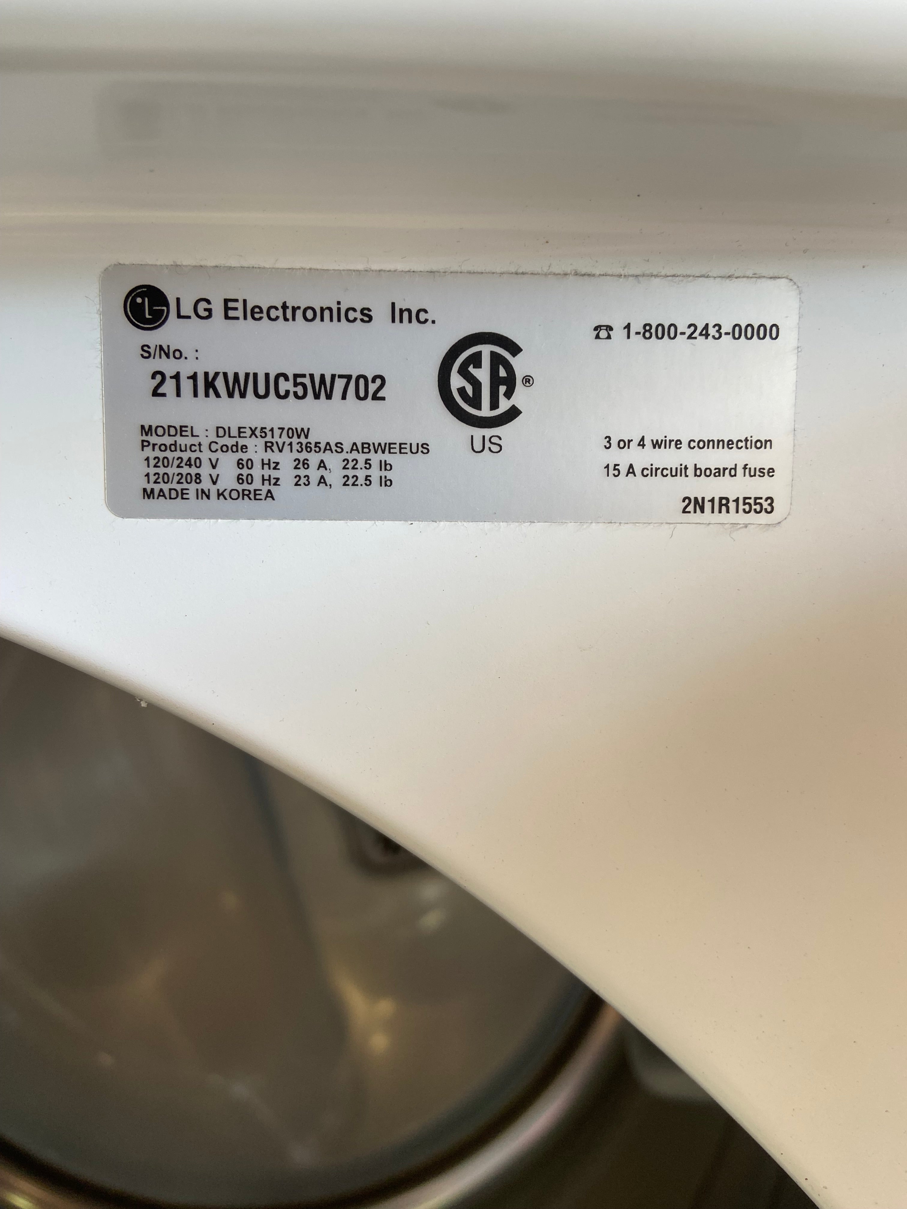LG Large Capacity Dryer