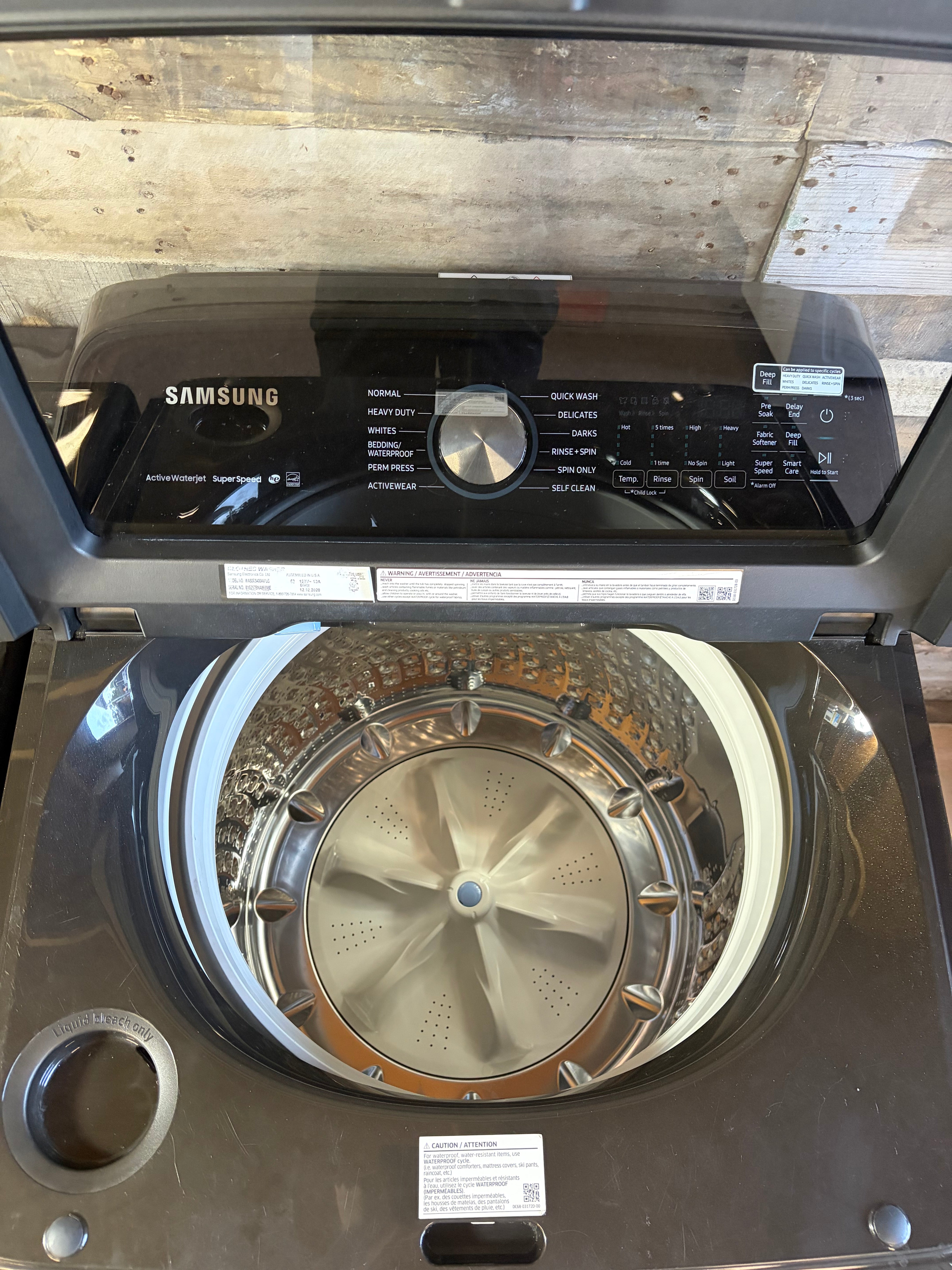 Black Samsung 5.0 Cu Ft Washer and Smart Dryer