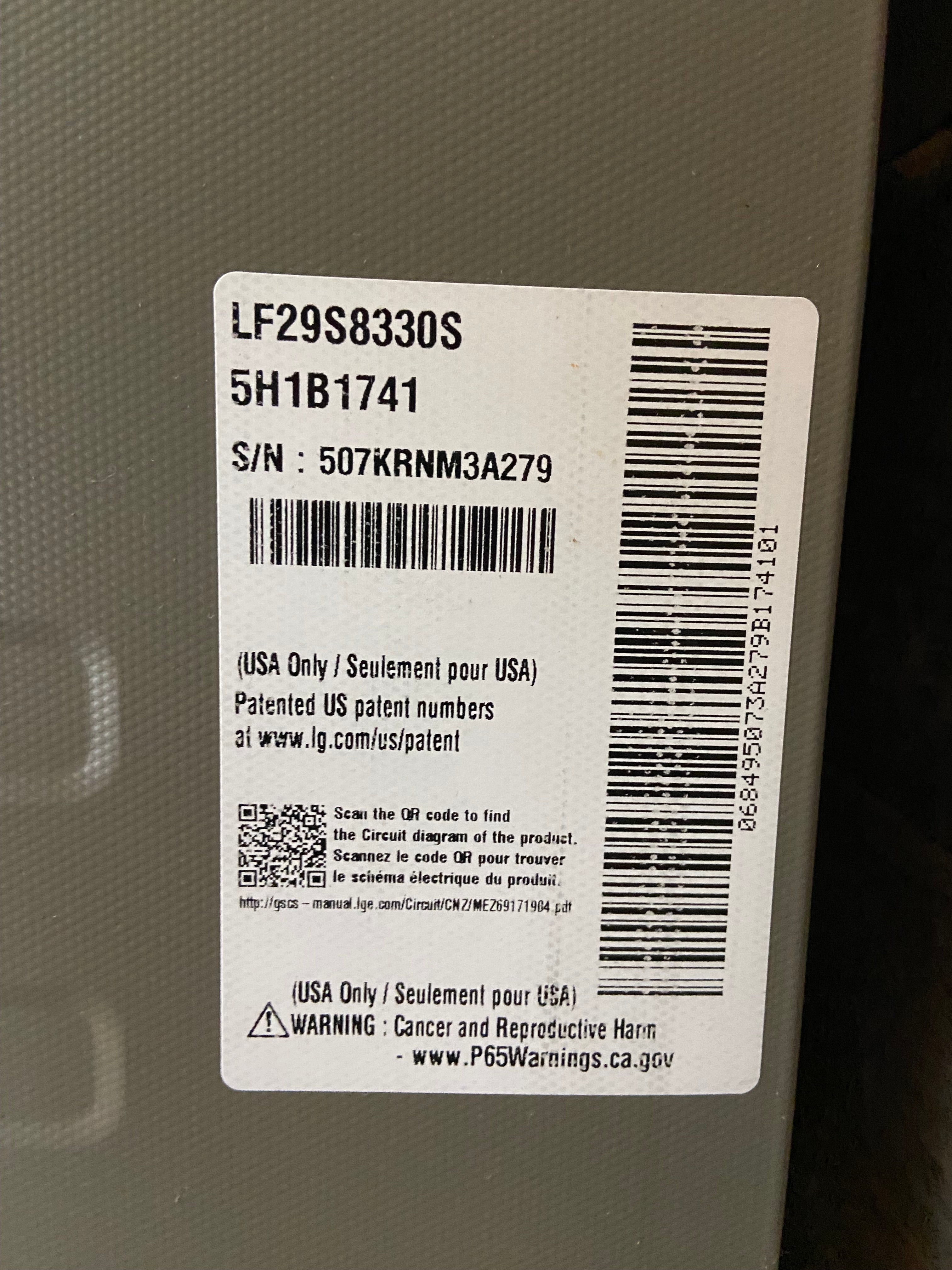 LG 29 Cu. Ft. French Door Refrigerator – Stainless Steel – ThinQ Smart – LF29S8330S