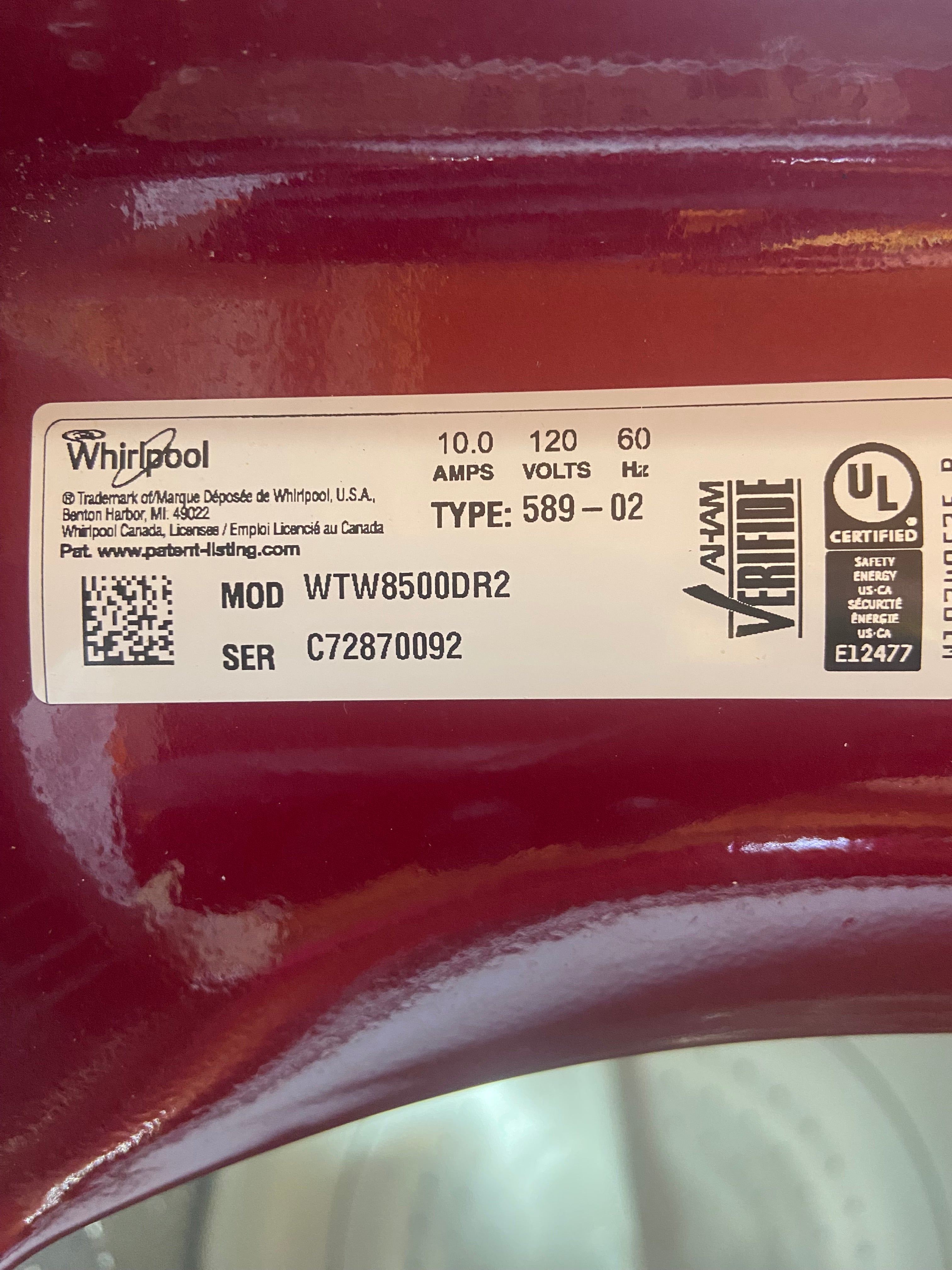 Whirlpool Cabrio Red Top Load Washer & Dryer Set