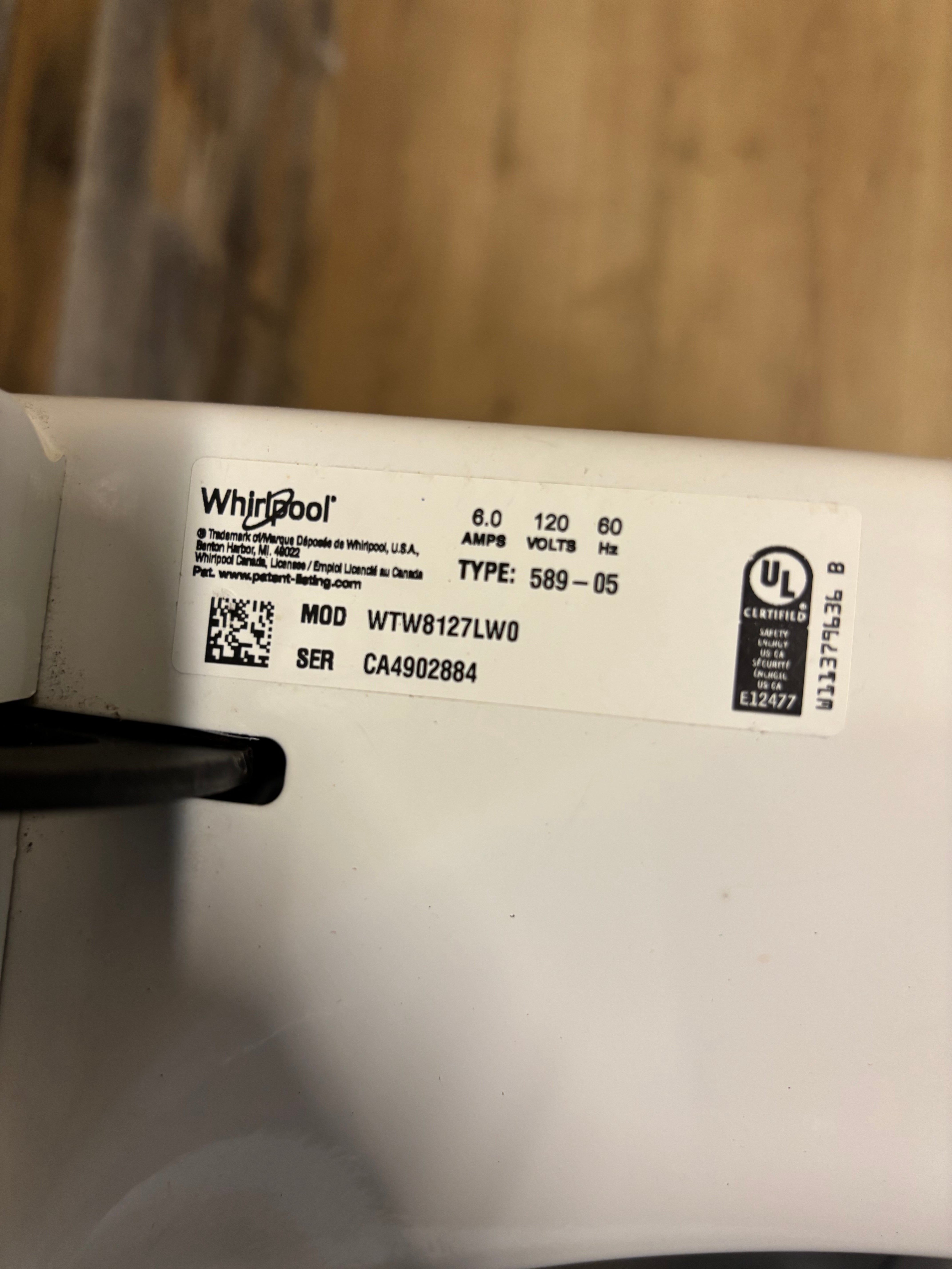 Whirlpool Load N Go Top Load Washer
