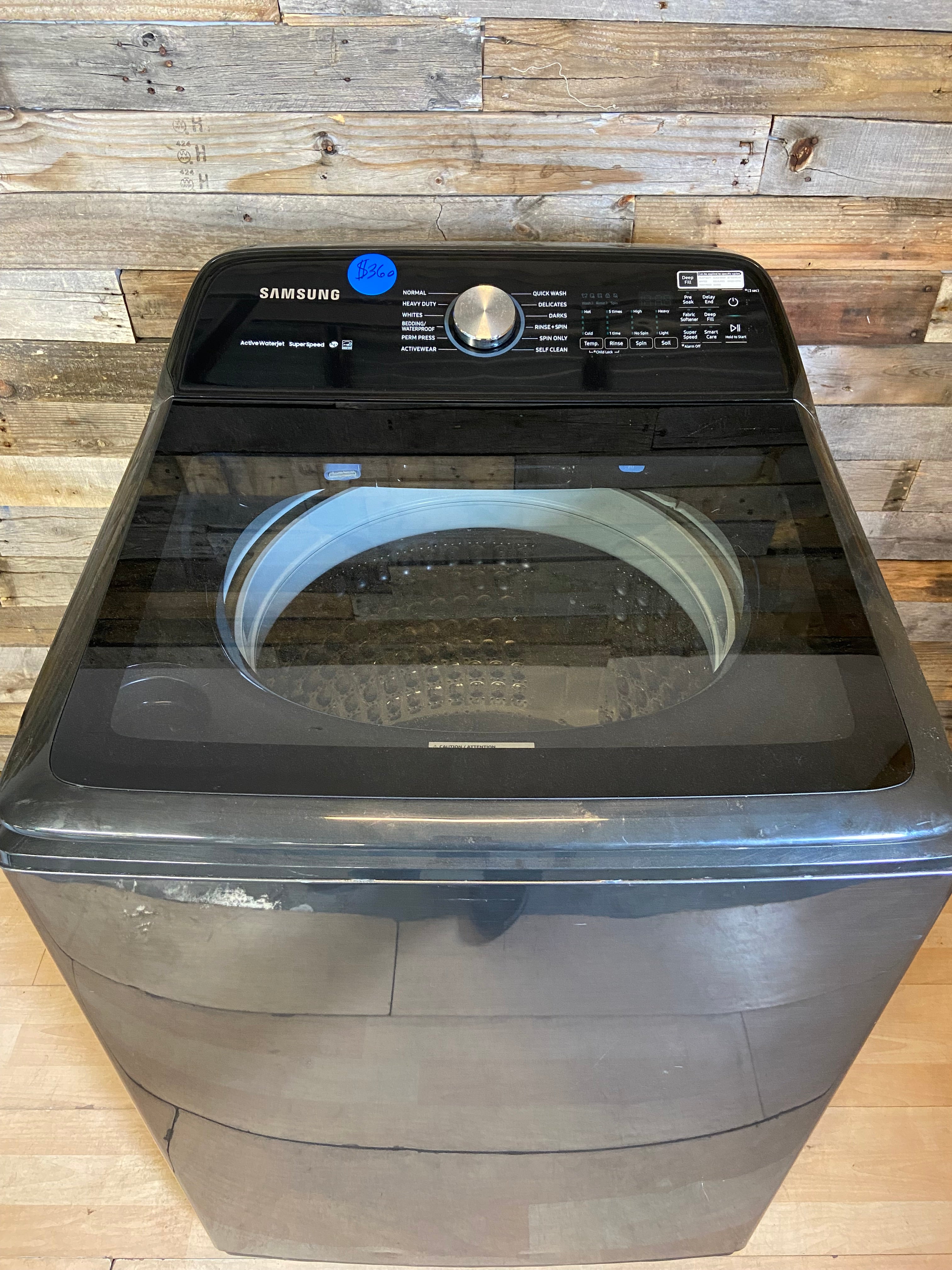 Samsung 5.0 cu. ft. Top Load Washer with Super Speed in Black Stainless Steel