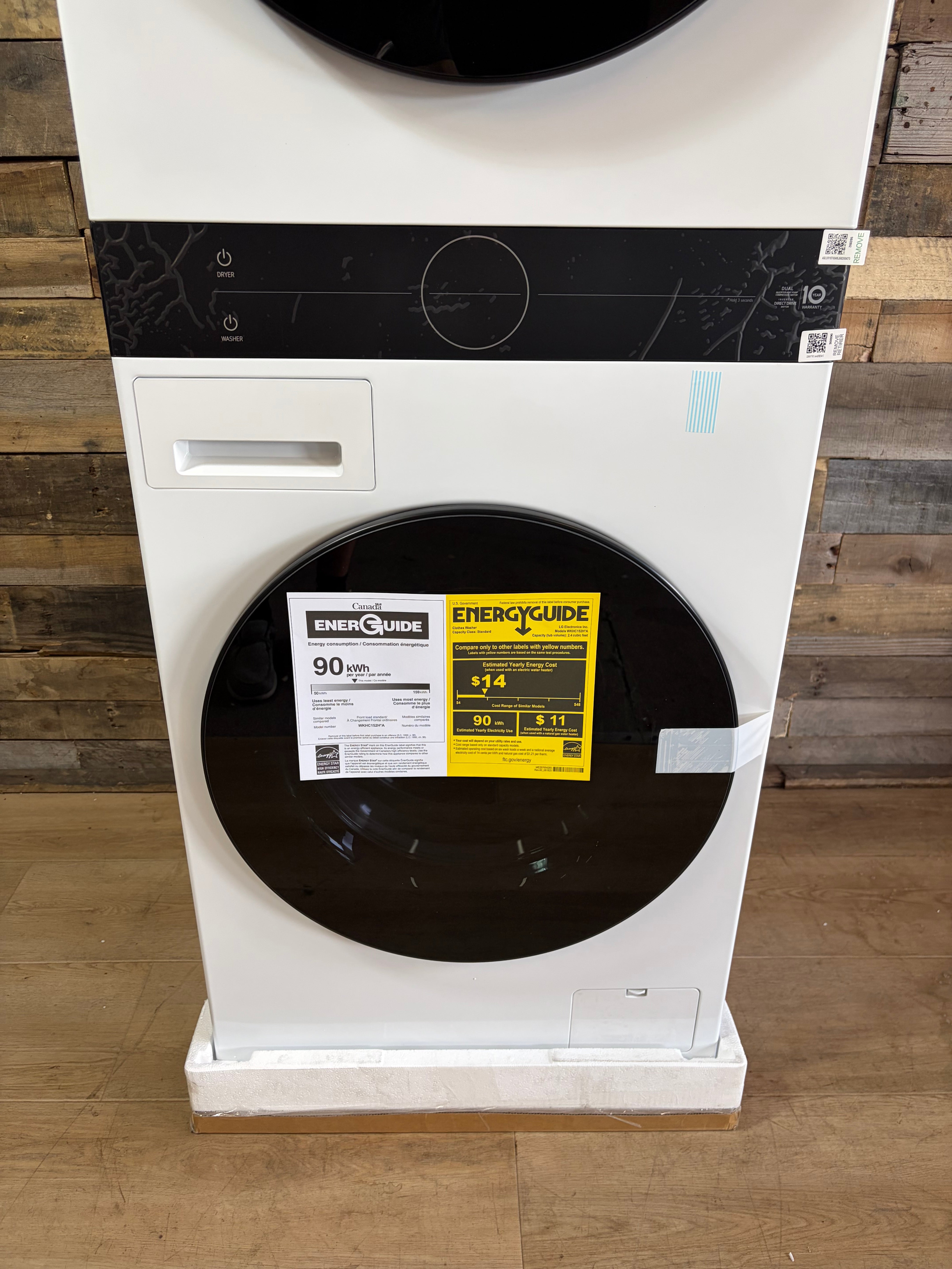 2.4 cu. ft. Washer, 4.2 cu. ft. Dual Inverter Heat Pump Ventless Electric Dryer, Washtower, Center Control AIDD in White