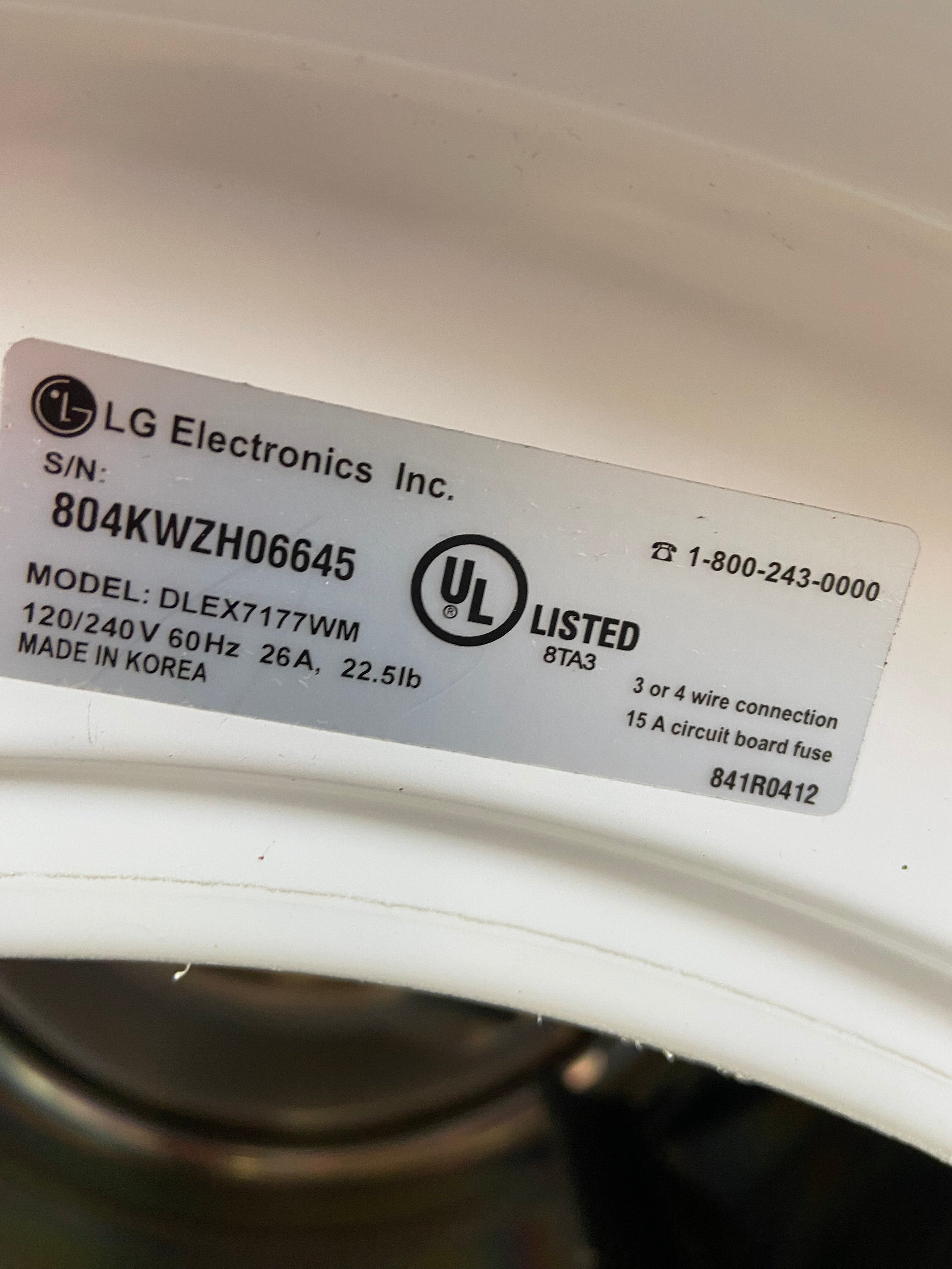 LG Front Load Style Dryer With Pedestal