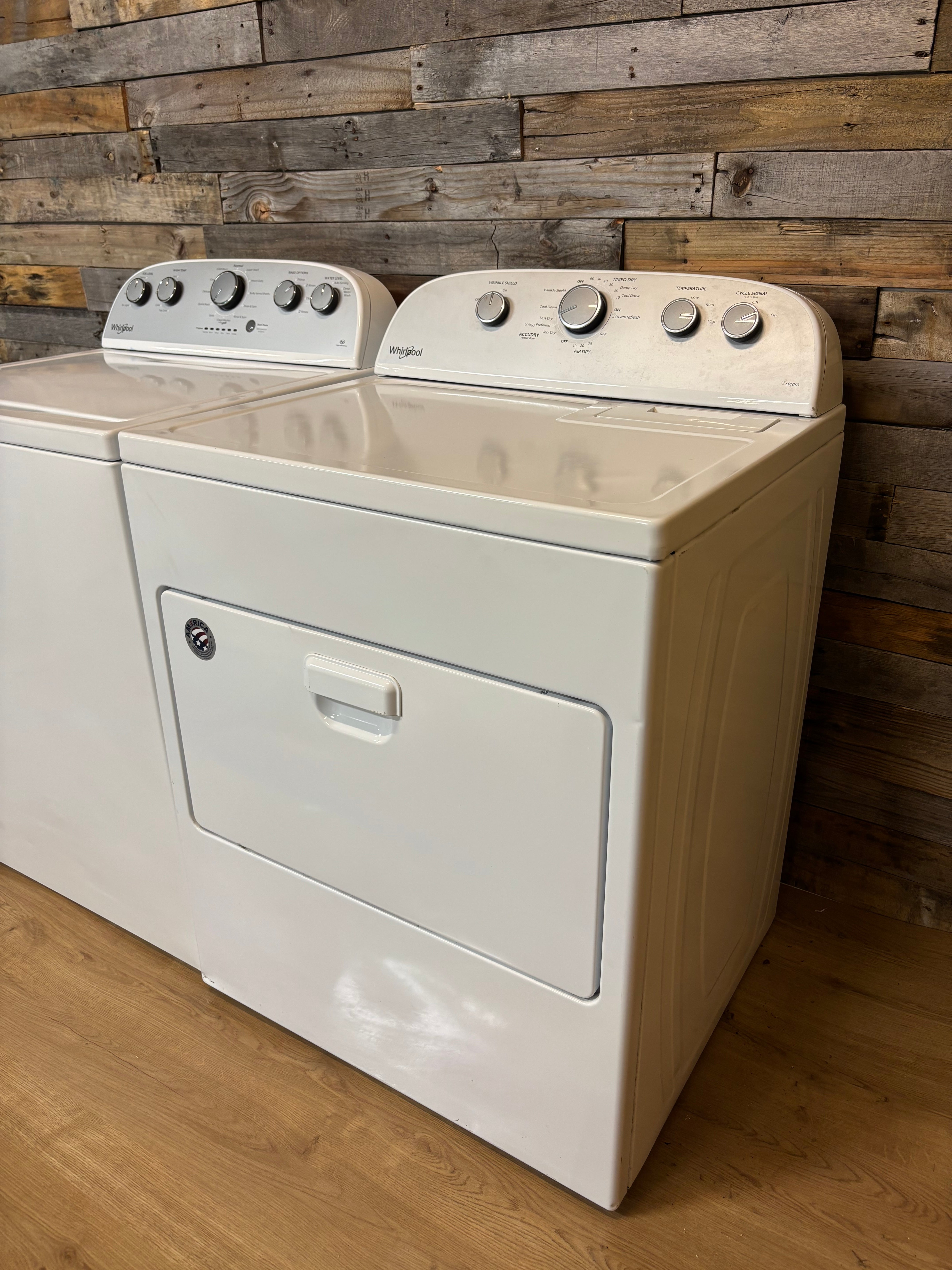Whirlpool Grey Face Top Load Set With Steam Dryer