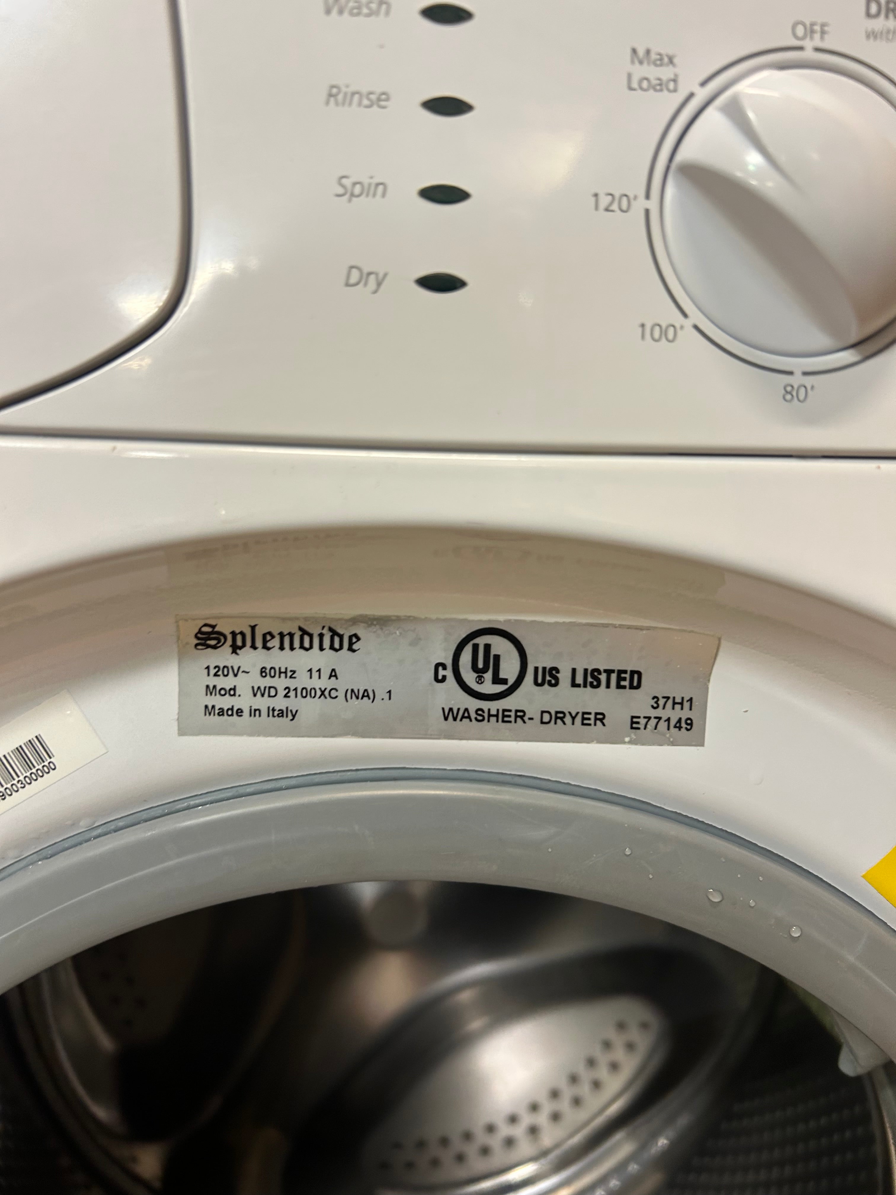 Splendide 2100XC All In 1 Washer/ Dryer