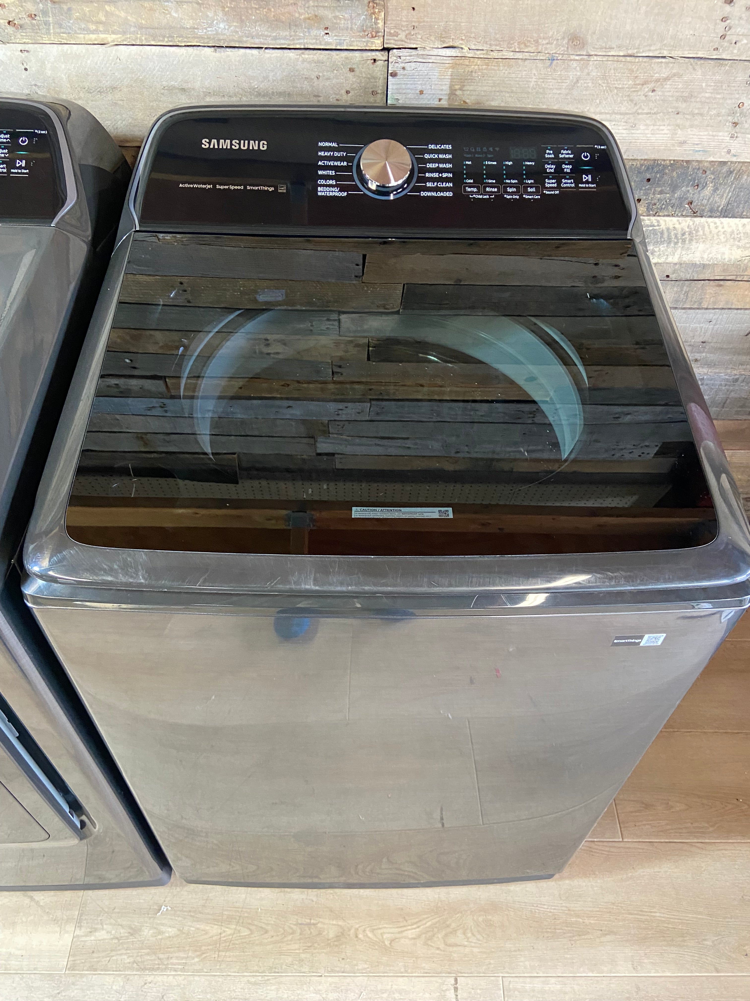 Samsung 5.5 Cu. Ft. High-Efficiency Top Load Washer & Dryer Set – Brushed Black