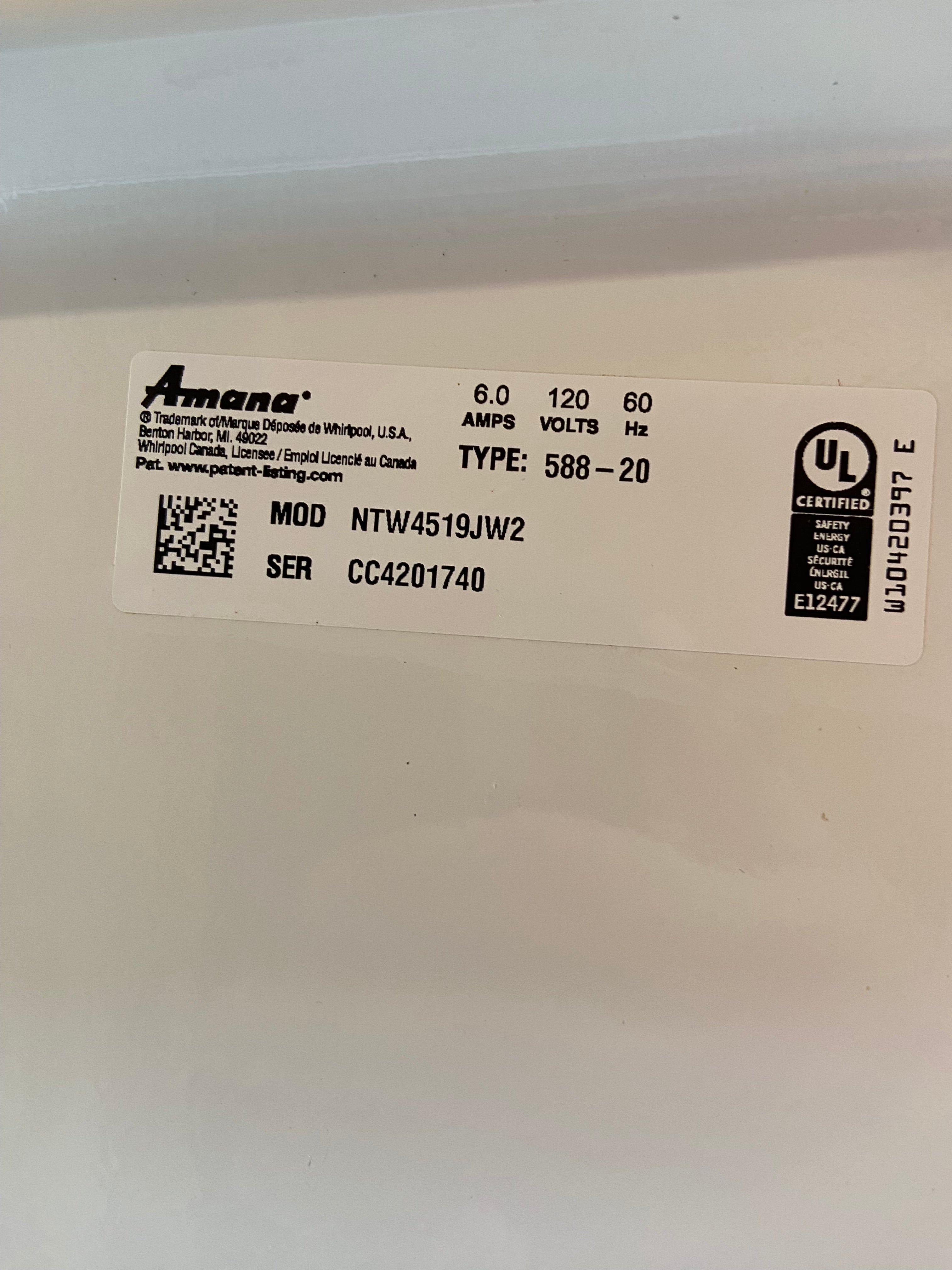 Amana Large Capacity Stainless Steel Tub Washer & Dryer Set
