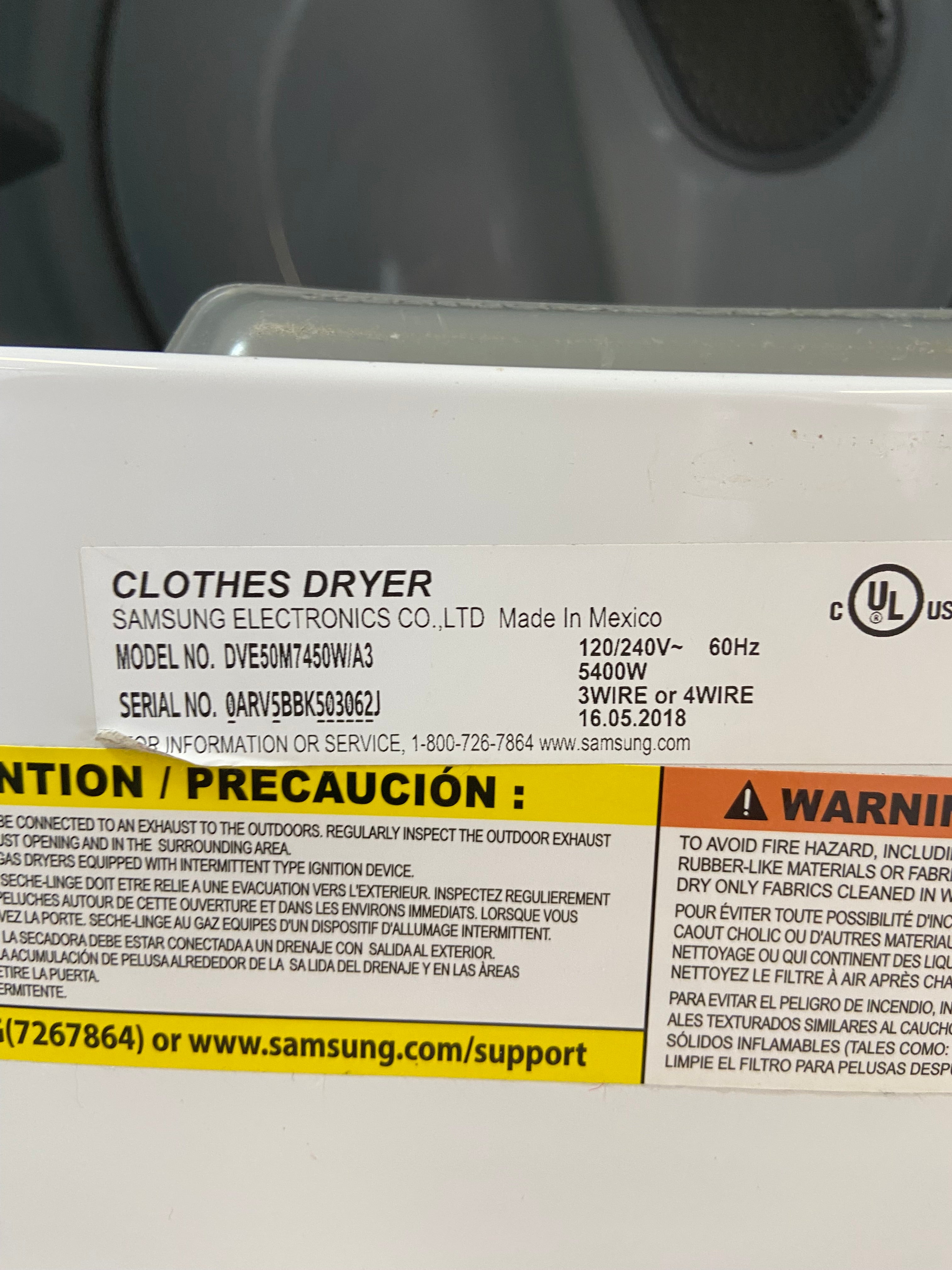 Samsung White SmartCare Steam Dryer