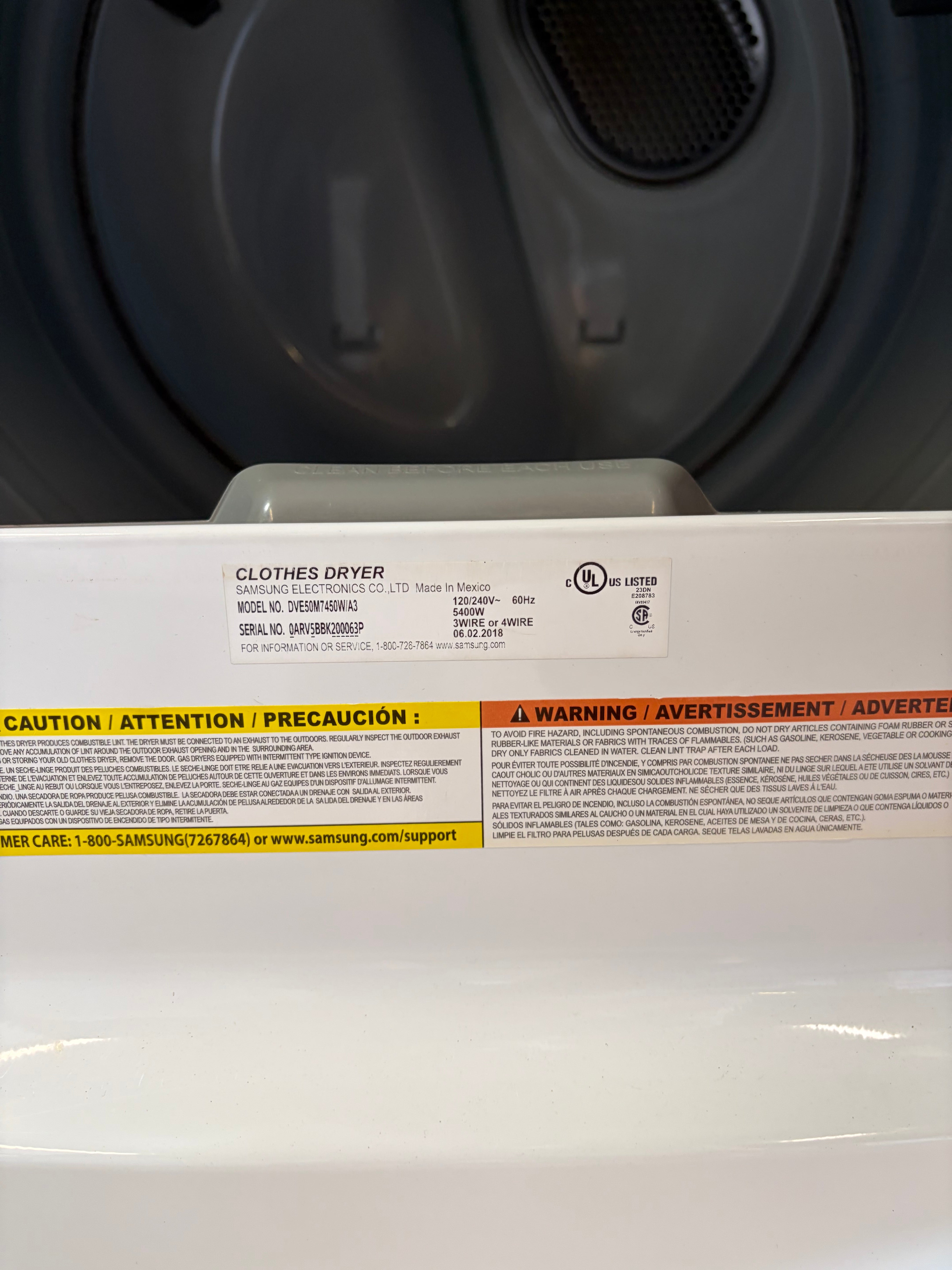 Samsung White SmartCare Glass Door Dryer