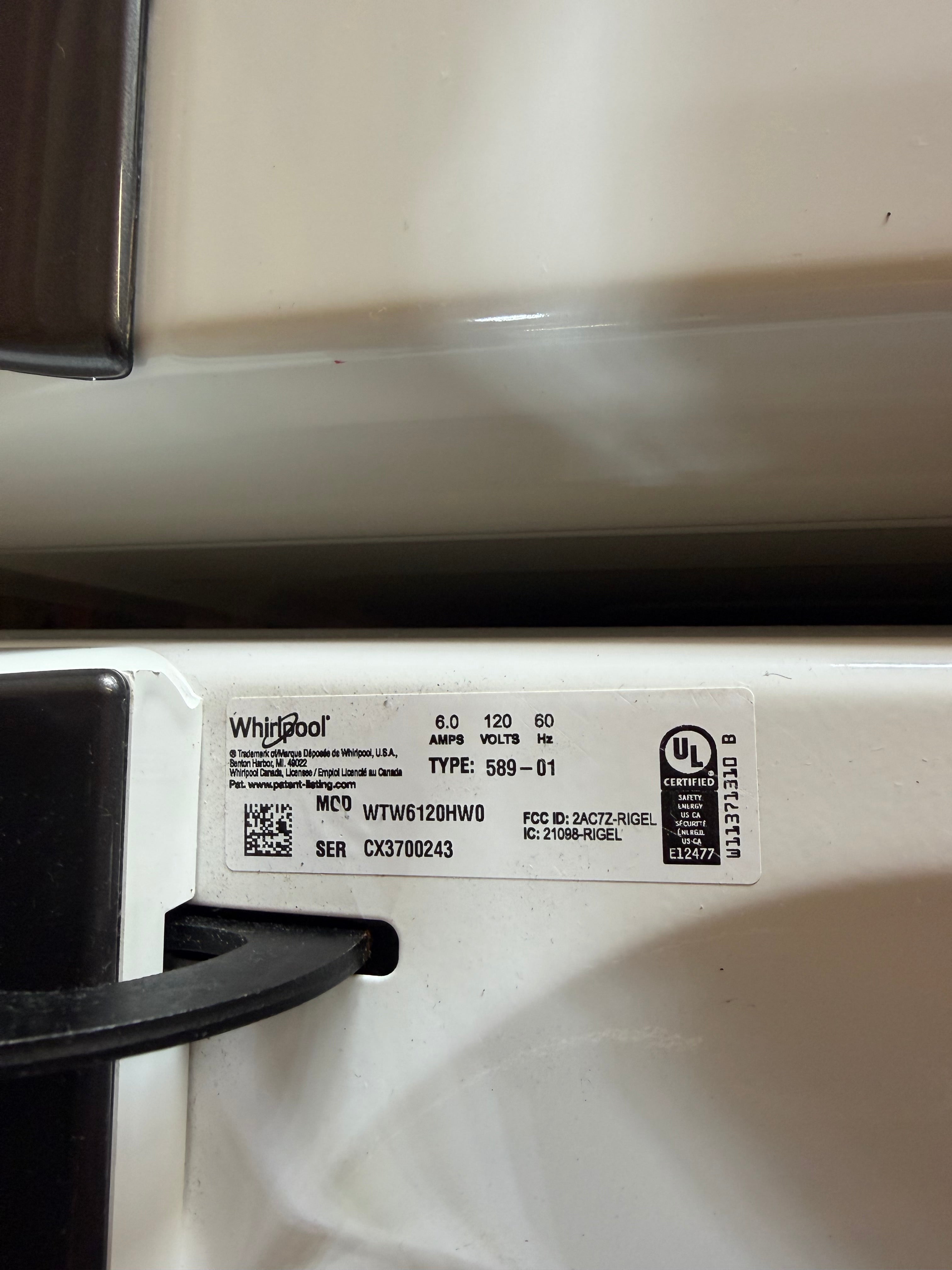 Whirlpool Top Load Glass Lid Washer Dryer Set (Load and Go Dispenser)