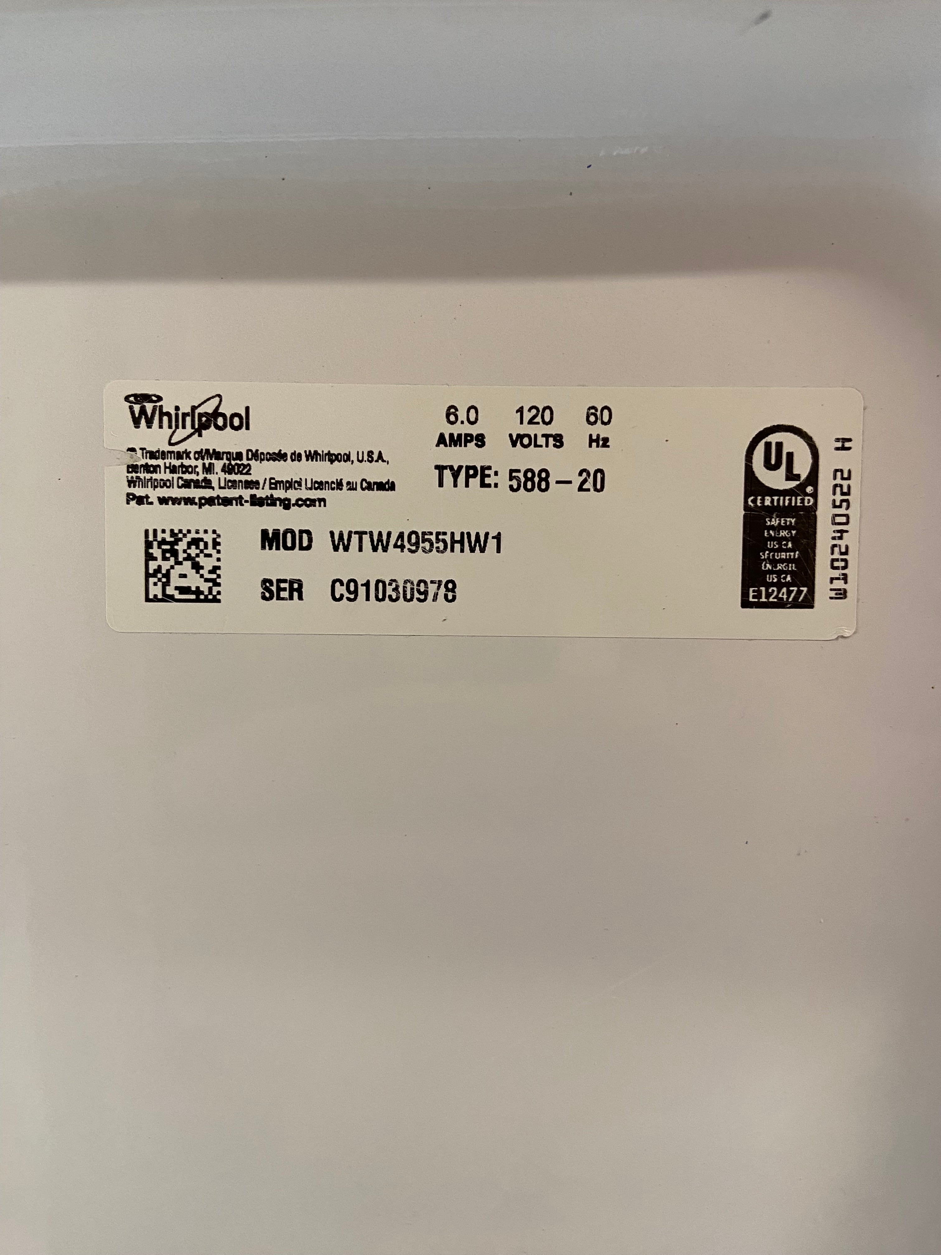 Whirlpool Large Capacity Top Load Washer & Dryer Set