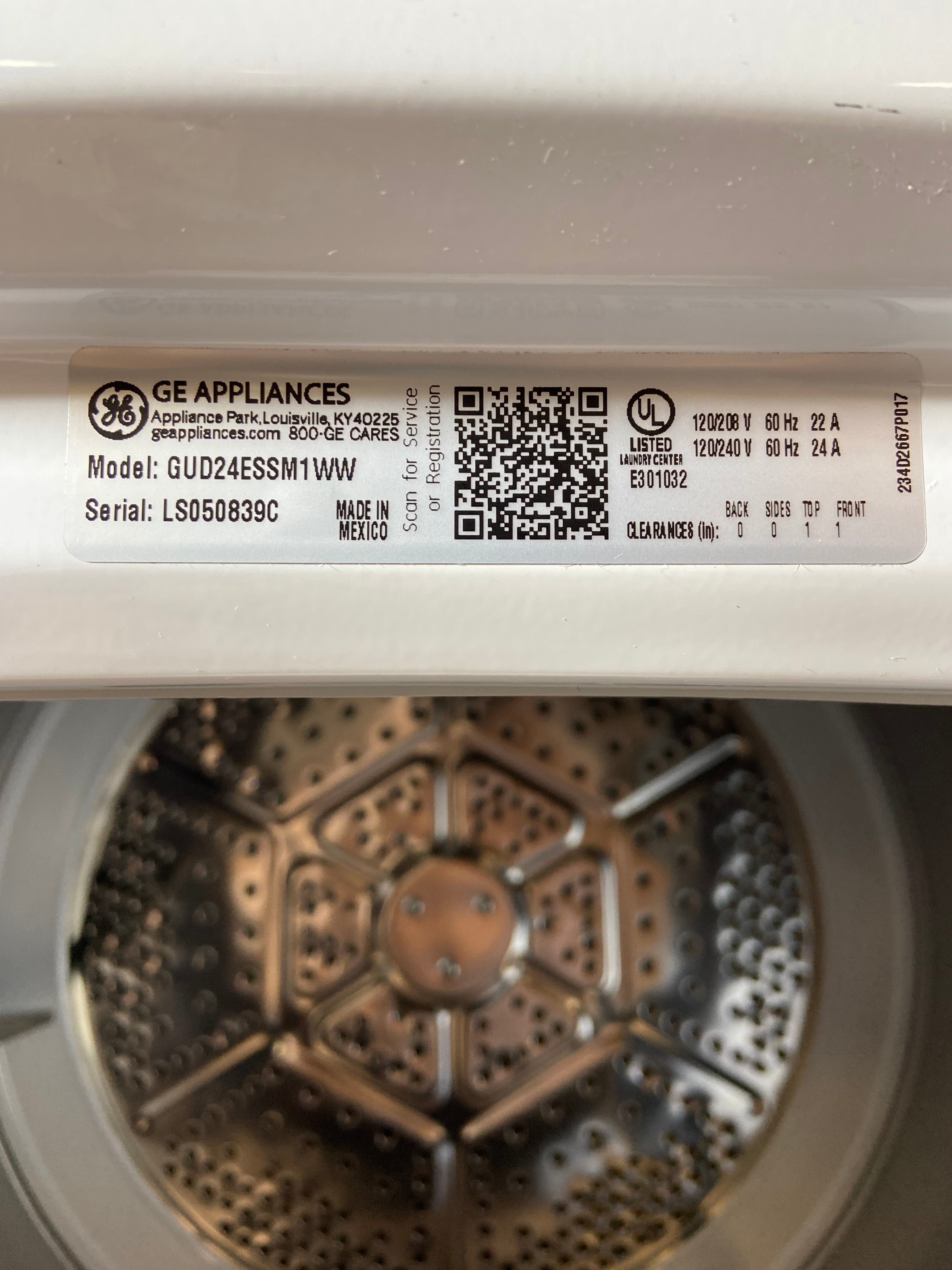GE 24 Inch Stackable Washer Dryer